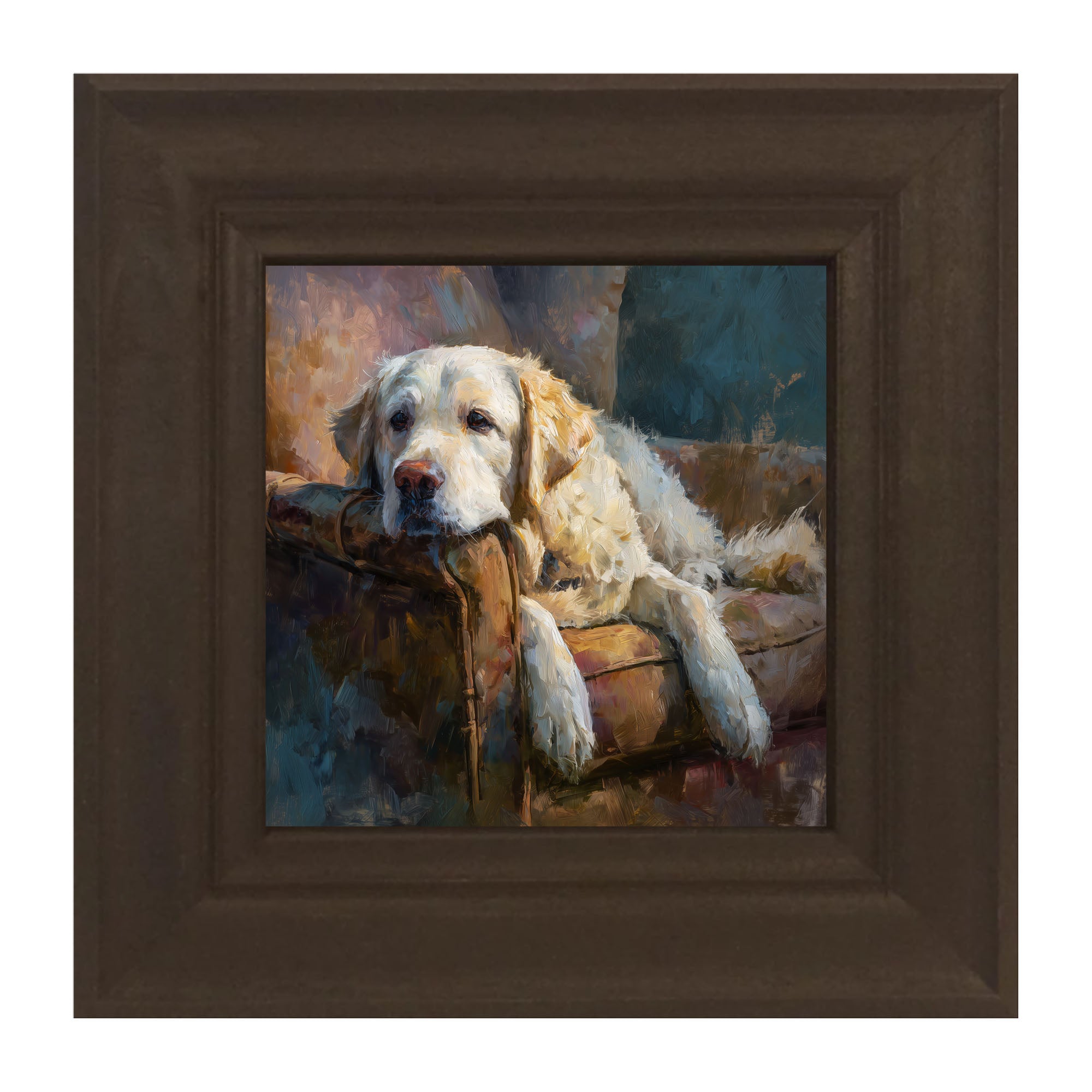 Armchair with Resting Golden Retriever
