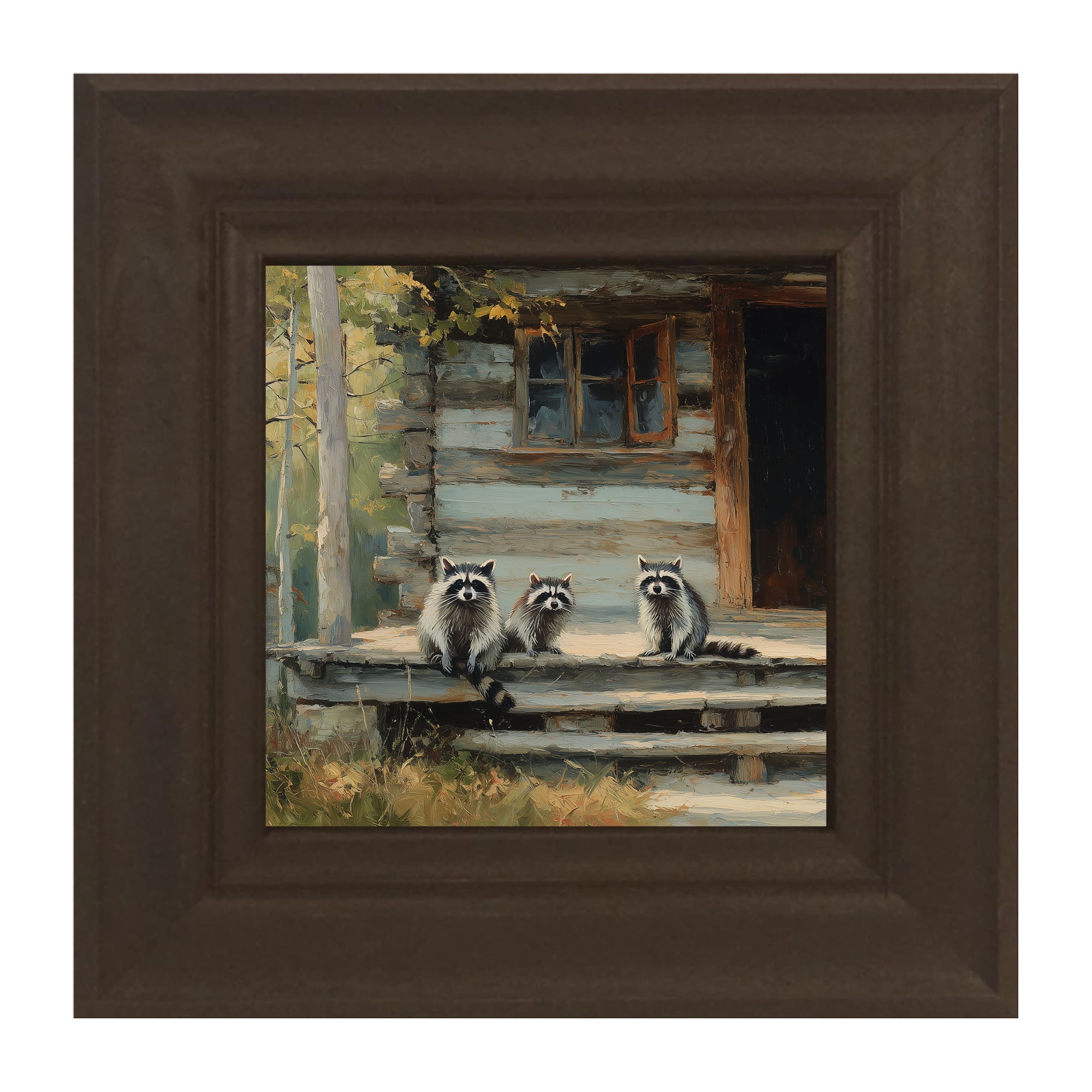 Raccoons on Cabin Porch