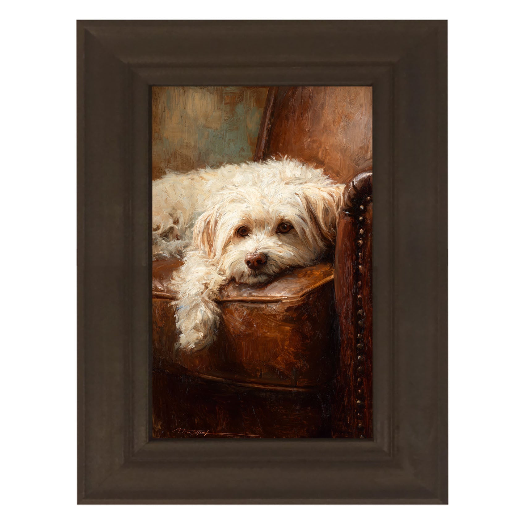 Armchair with Havanese Dog