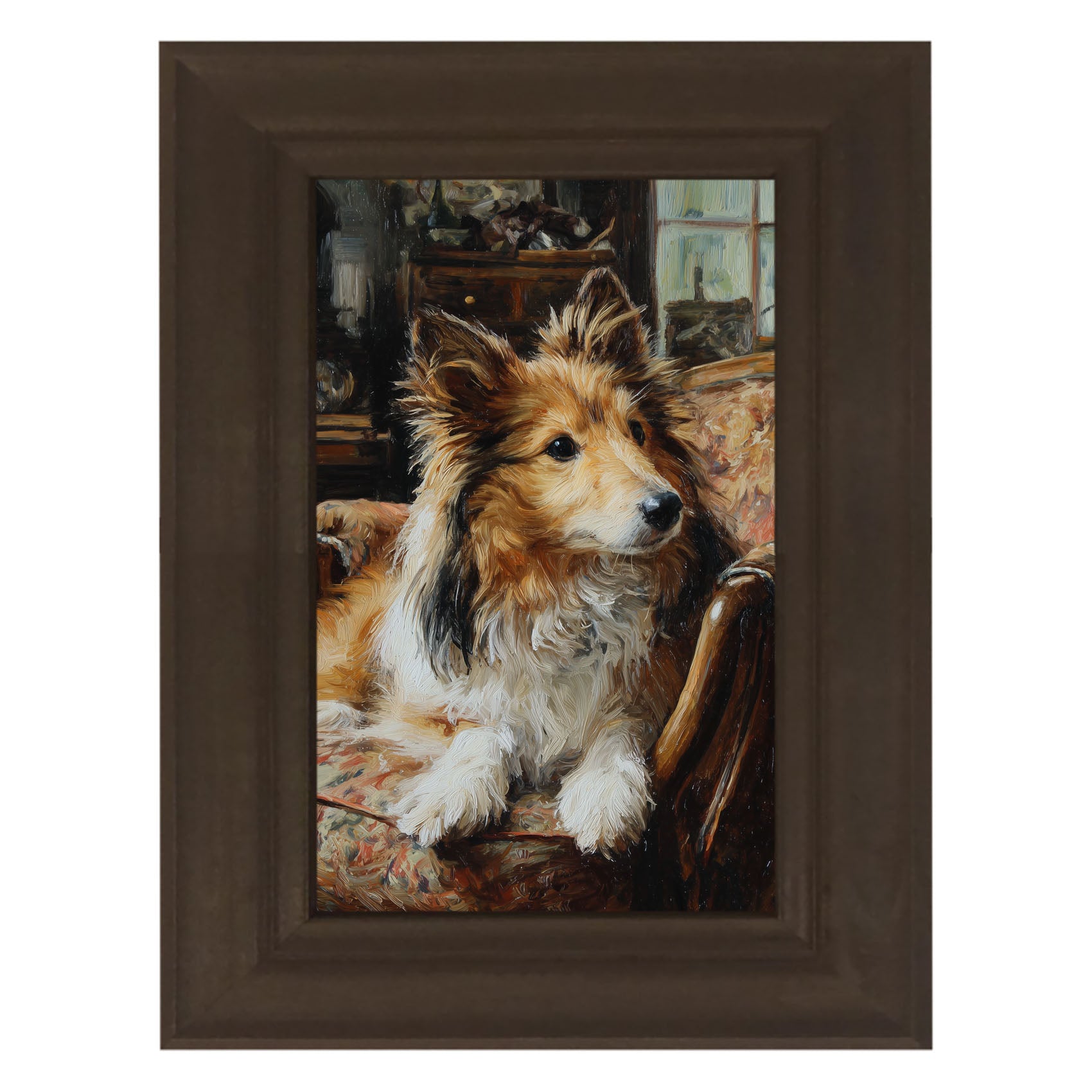Armchair with Shetland Sheepdog