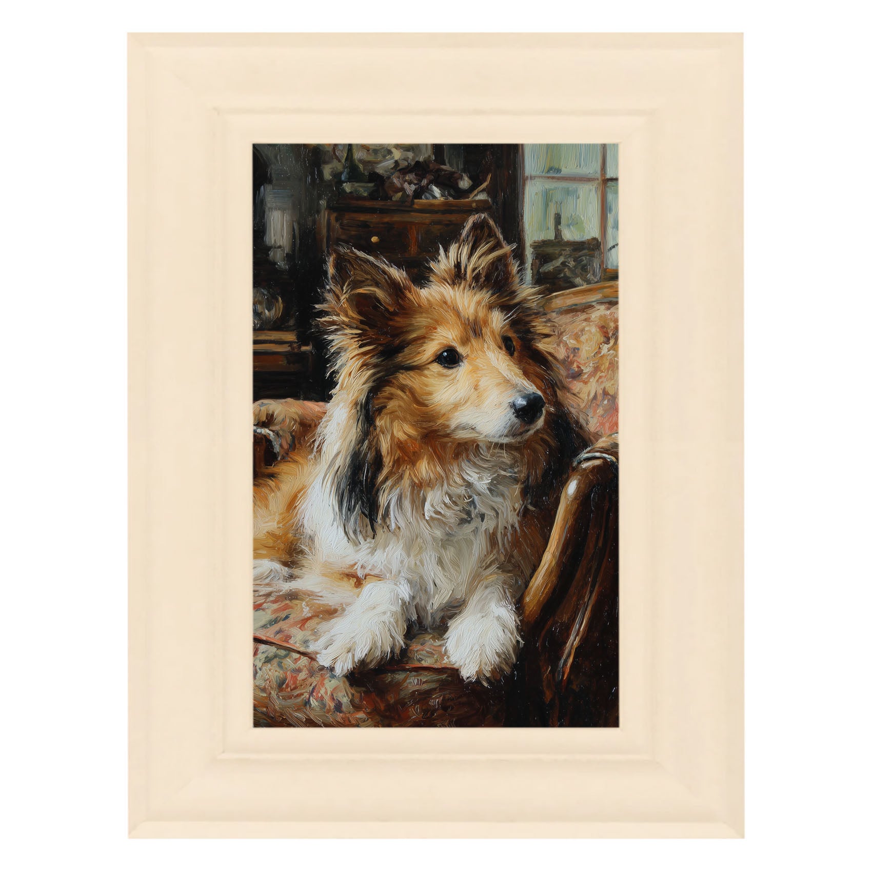 Armchair with Shetland Sheepdog