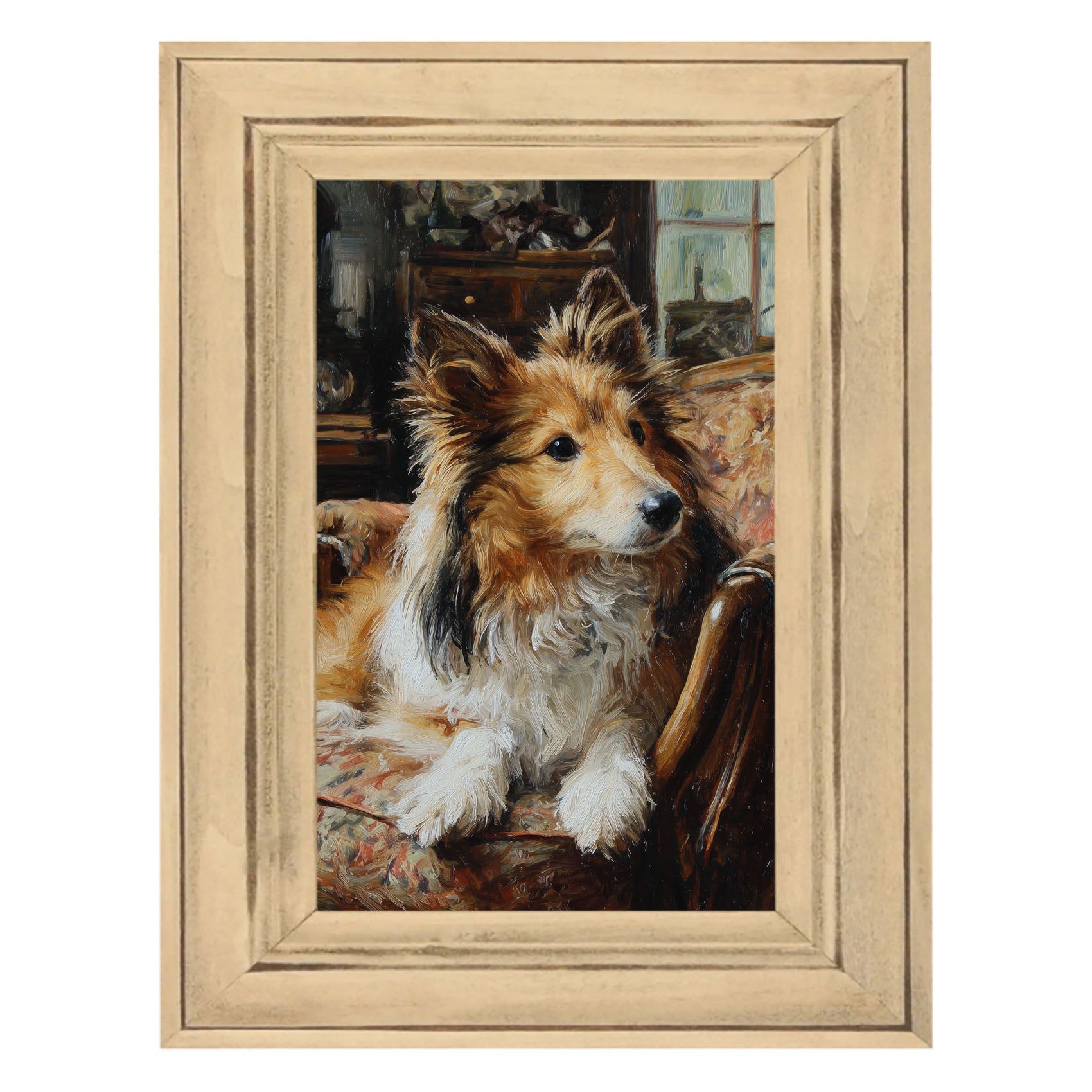 Armchair with Shetland Sheepdog