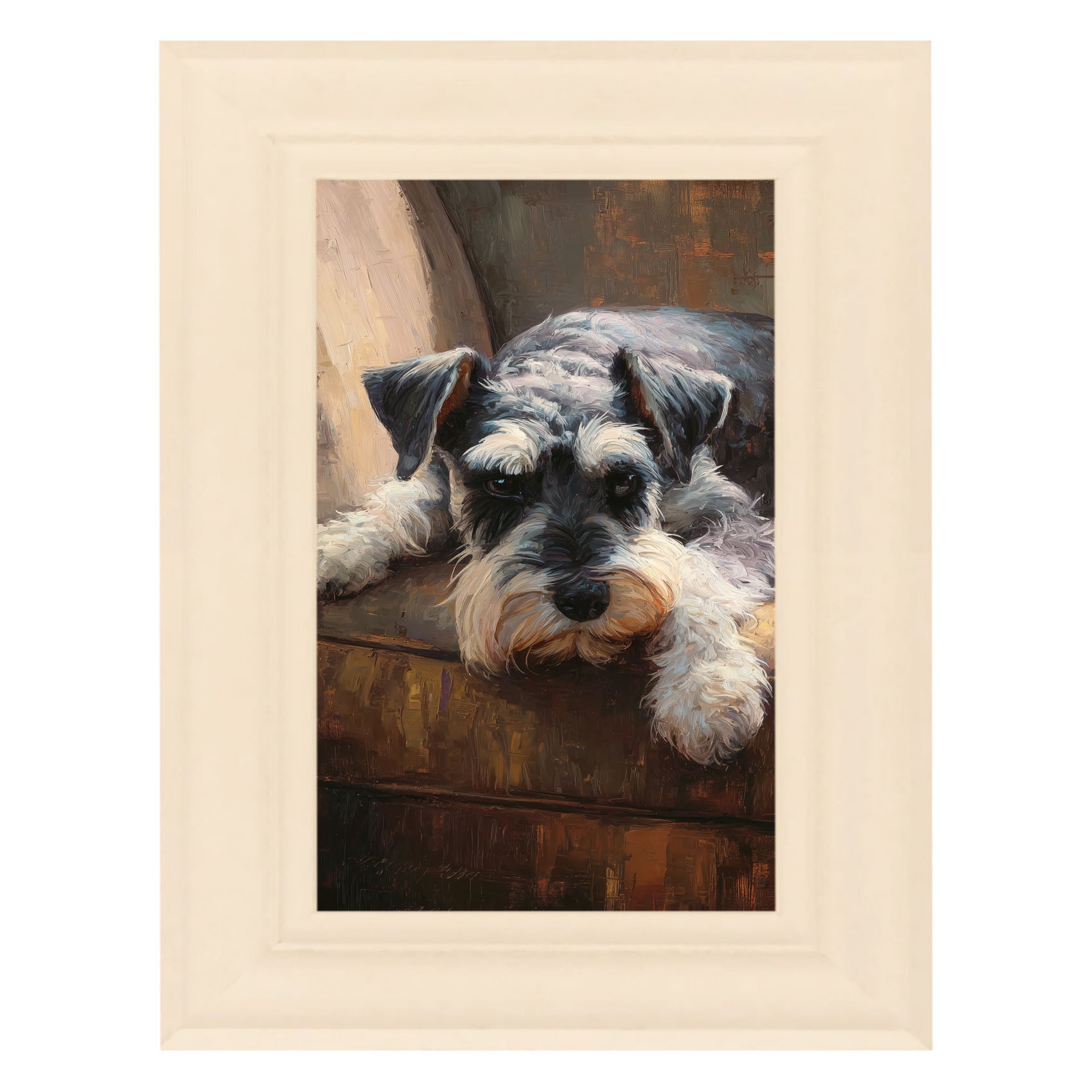Armchair with Mini Schnauzer Dog
