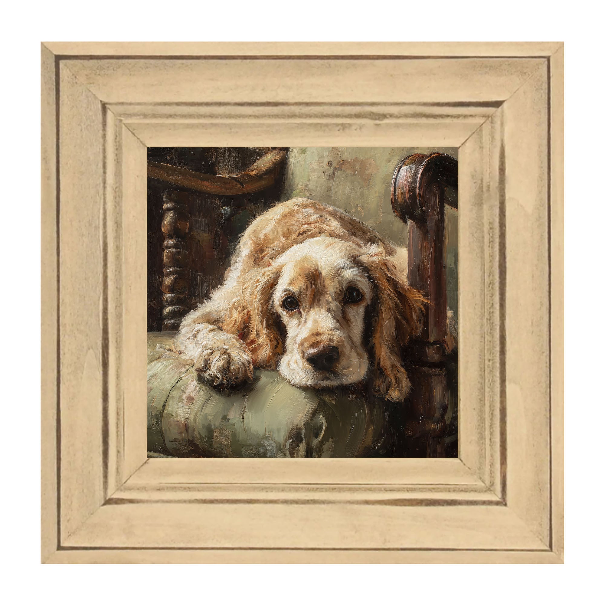 Armchair with Cocker Spaniel Dog