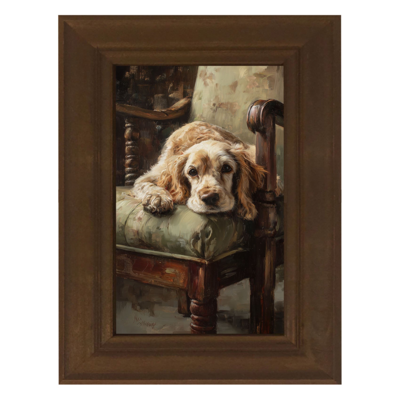 Armchair with Cocker Spaniel Dog
