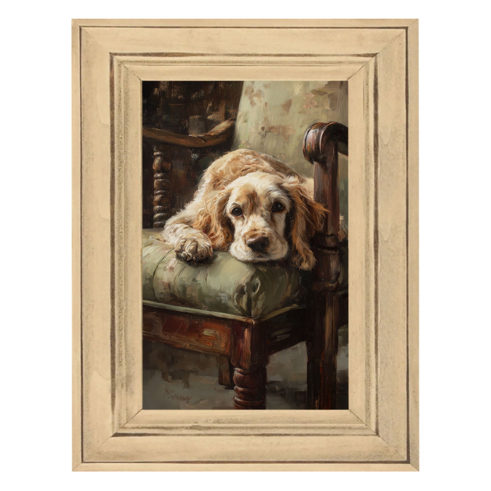 Armchair with Cocker Spaniel Dog