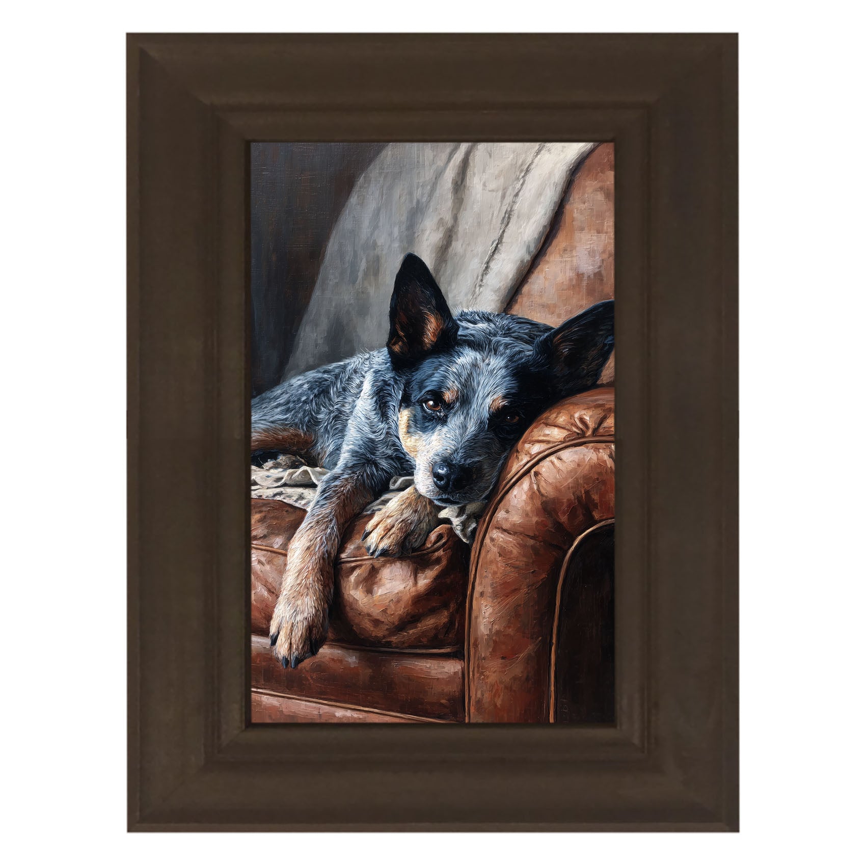 Armchair with Blue Heeler Dog