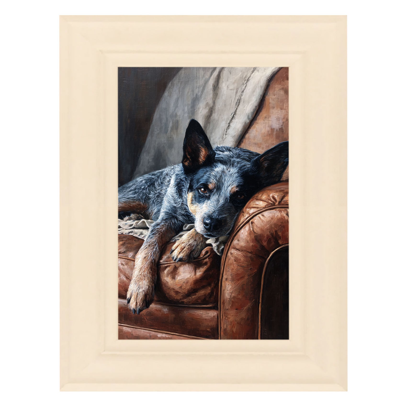 Armchair with Blue Heeler Dog