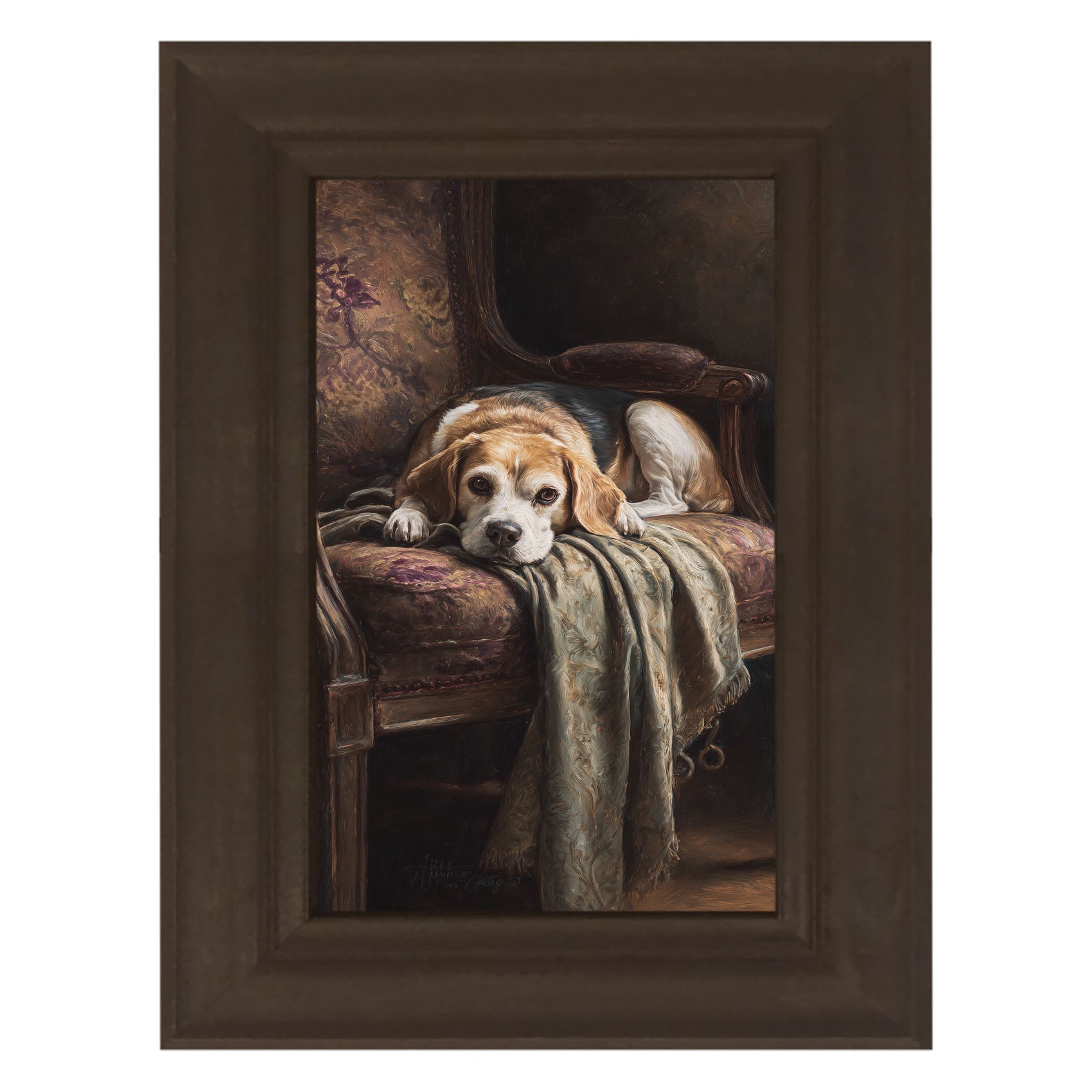 Armchair with Beagle Dog