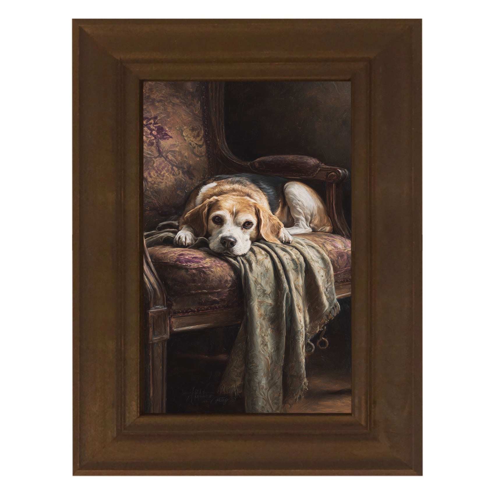 Armchair with Beagle Dog