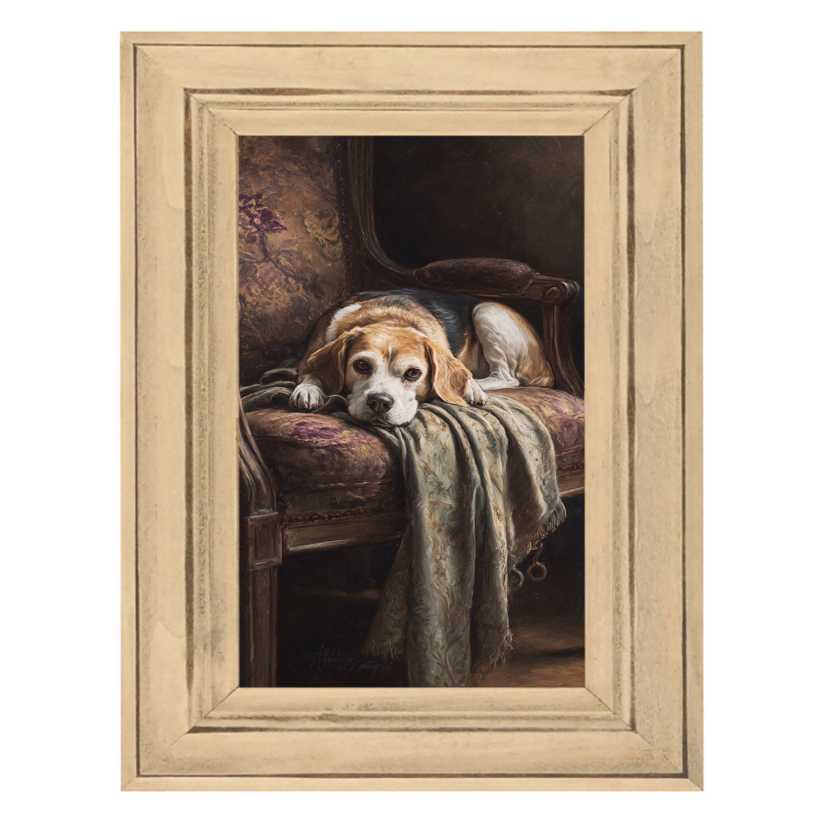 Armchair with Beagle Dog