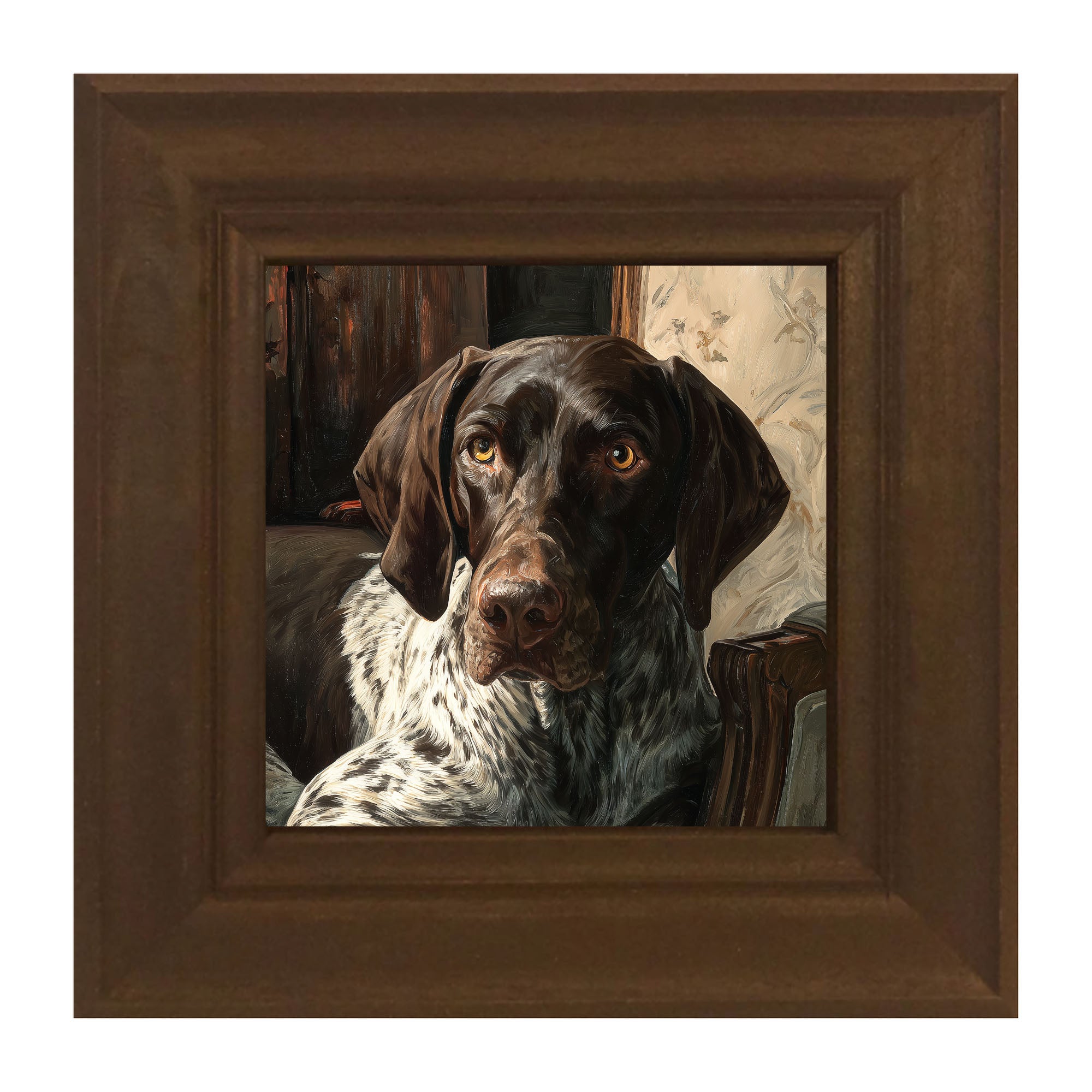 Armchair with German Shorthaired Pointer Dog