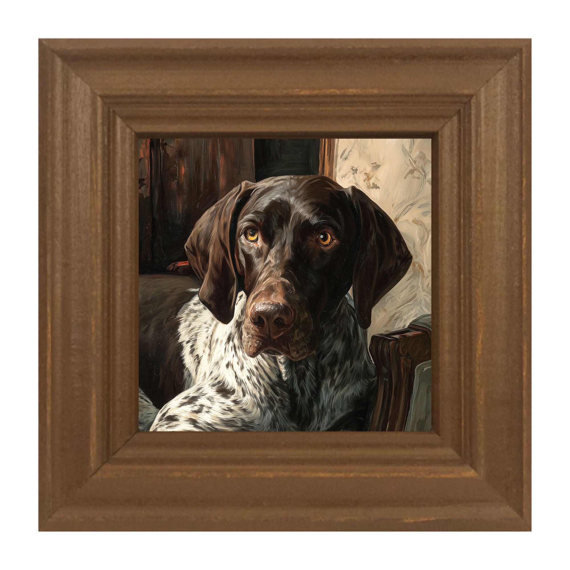 Armchair with German Shorthaired Pointer Dog