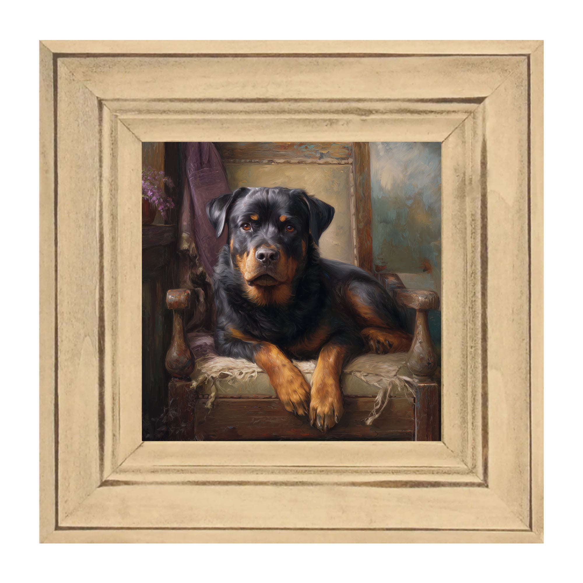 Armchair with Rottweiler Dog