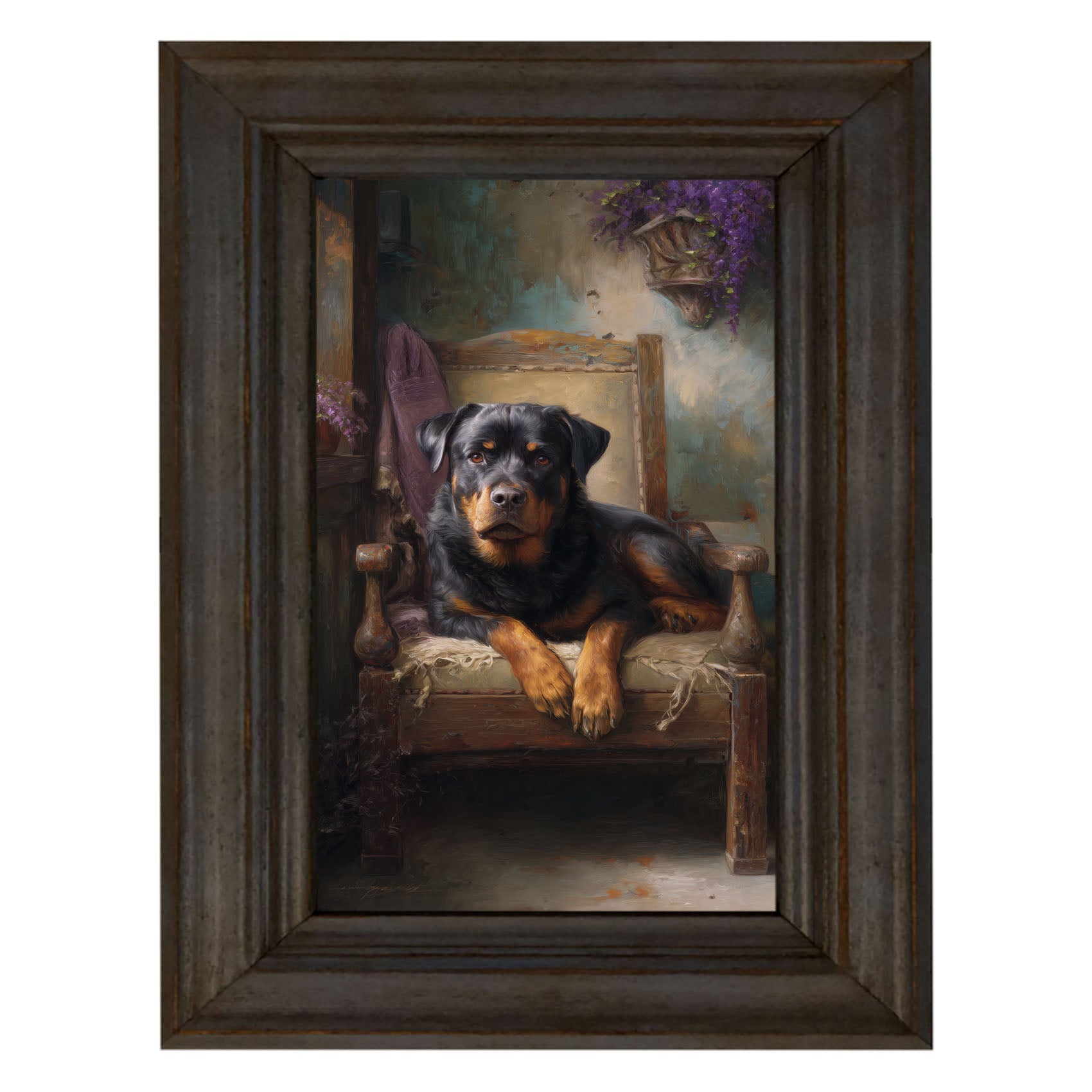 Armchair with Rottweiler Dog