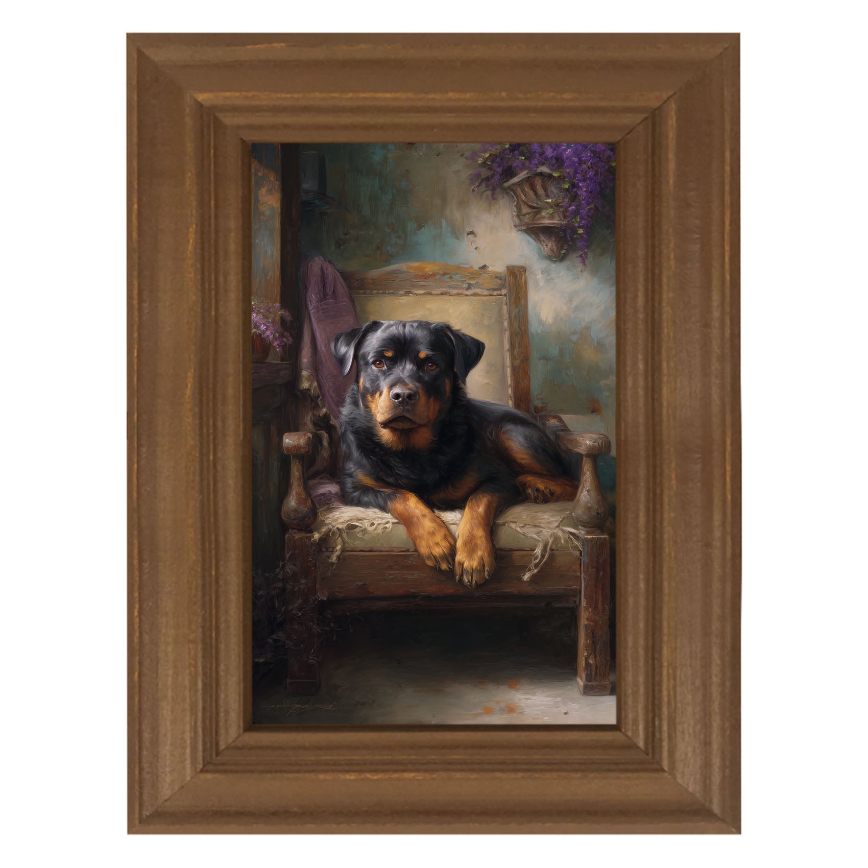 Armchair with Rottweiler Dog