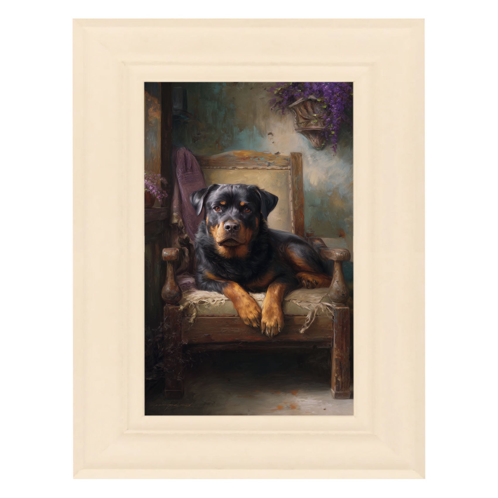 Armchair with Rottweiler Dog