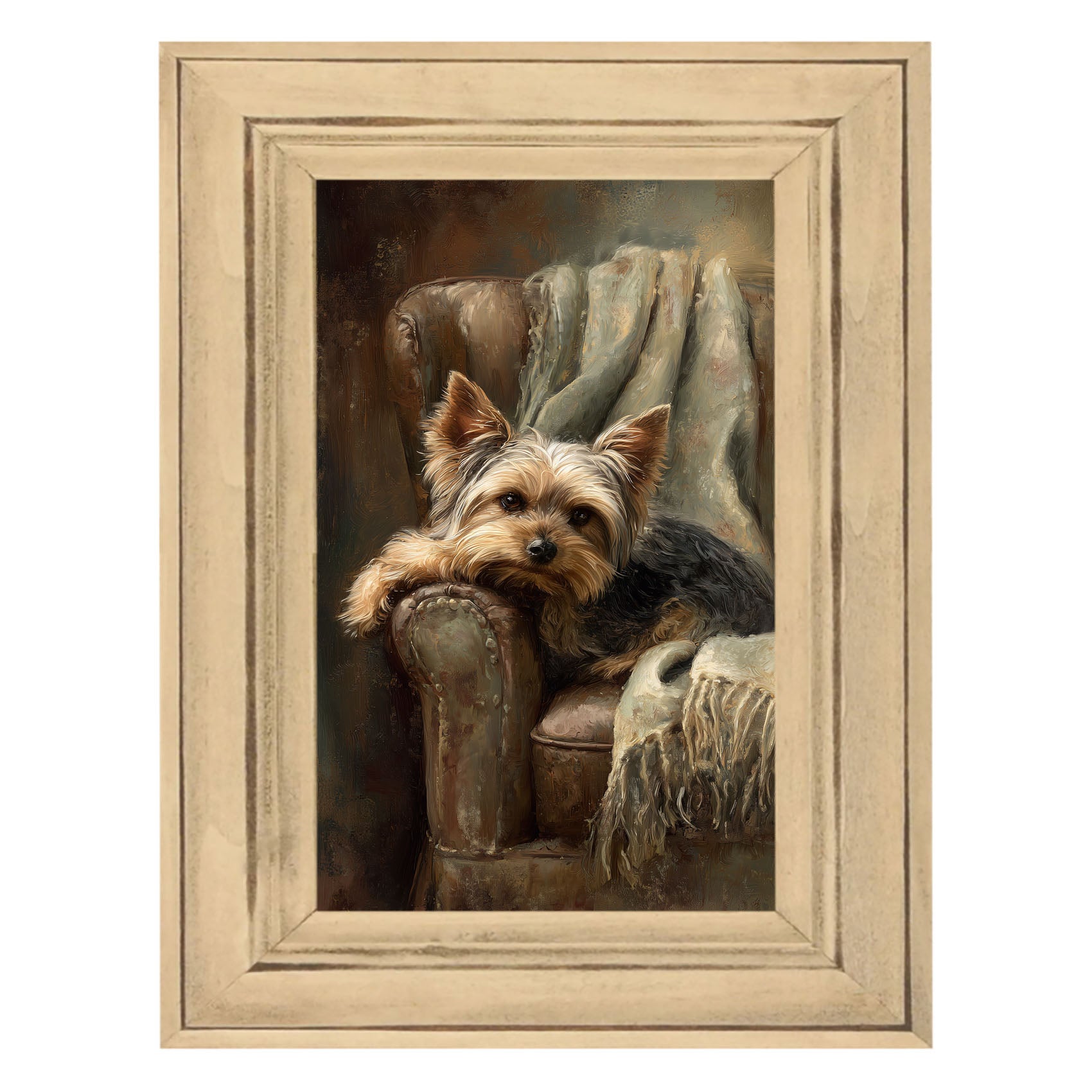 Armchair with Yorkshire Terrier Dog