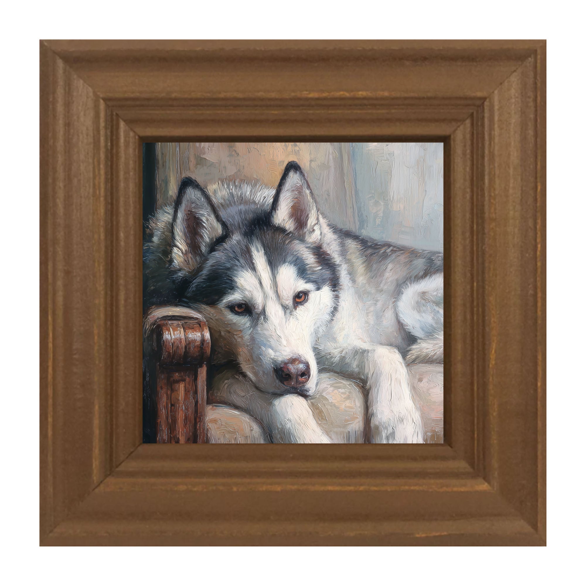 Armchair with Siberian Husky Dog
