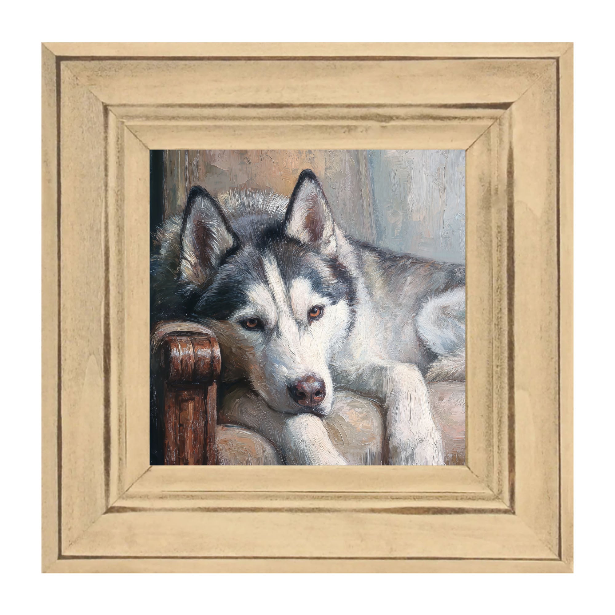 Armchair with Siberian Husky Dog