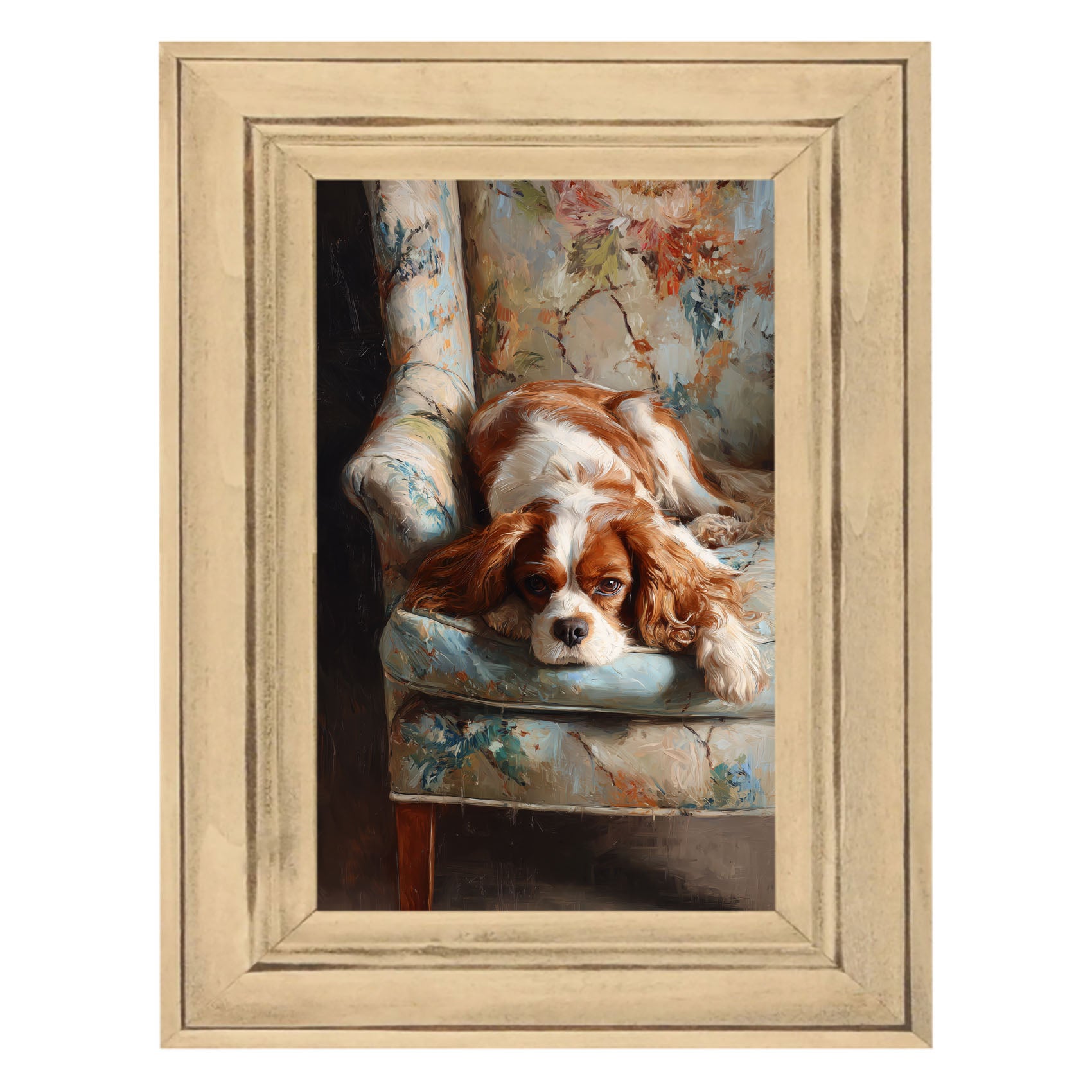 Armchair with Cavalier King Charles Spaniel