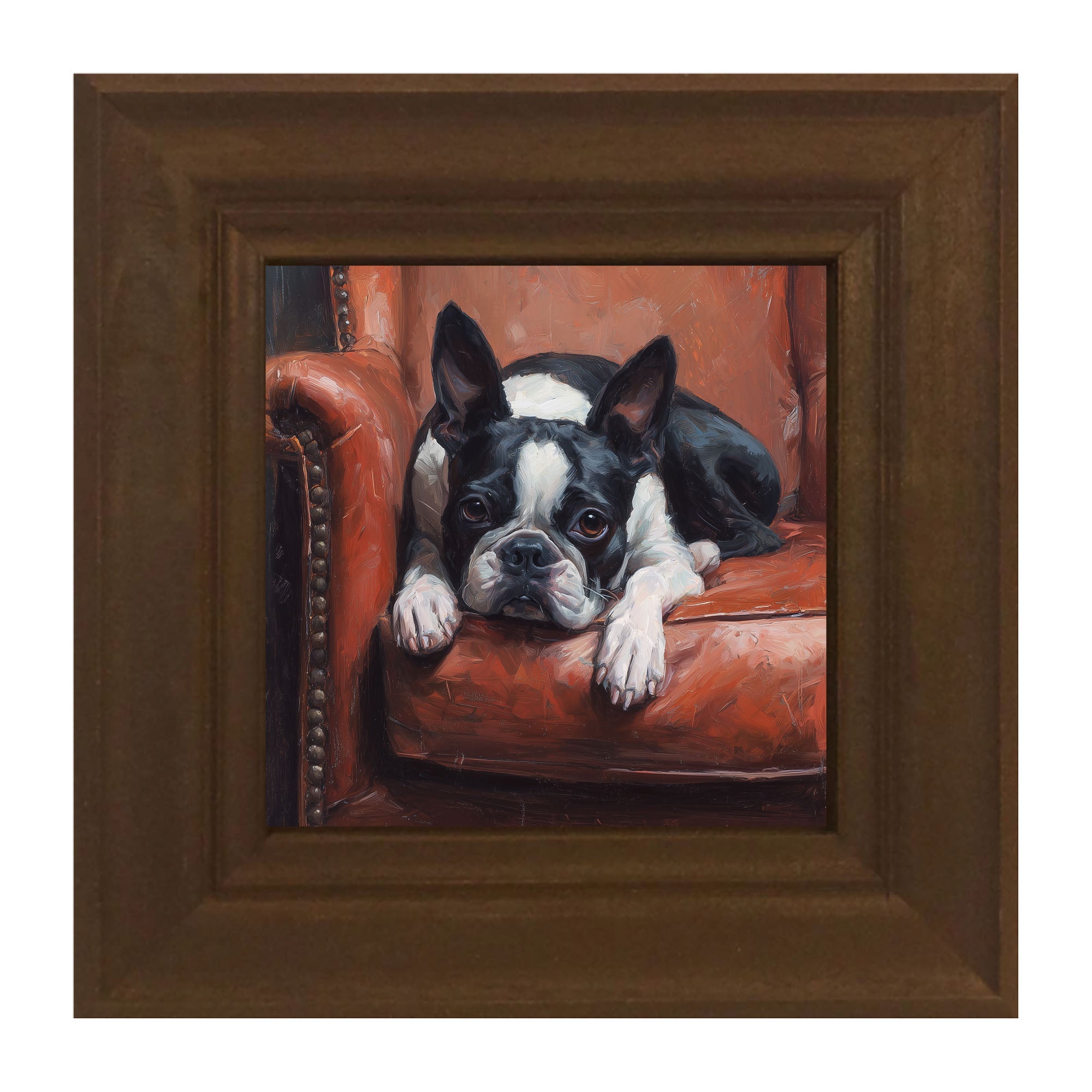 Armchair with Boston Terrier Dog