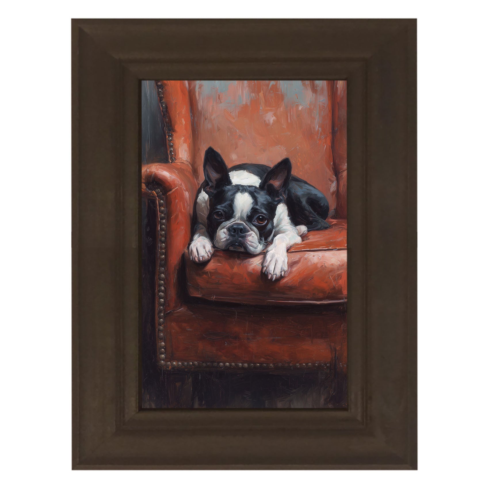 Armchair with Boston Terrier Dog