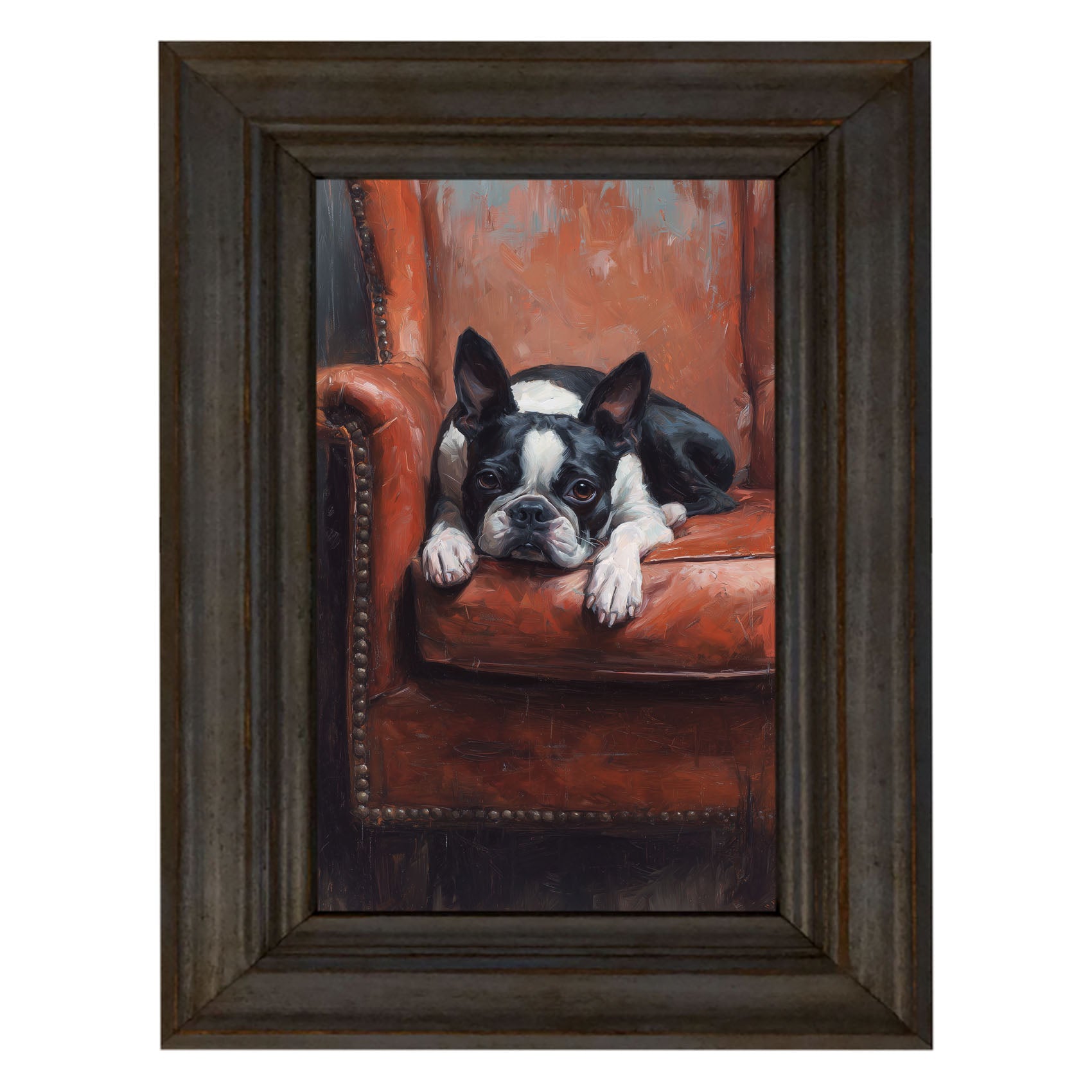 Armchair with Boston Terrier Dog