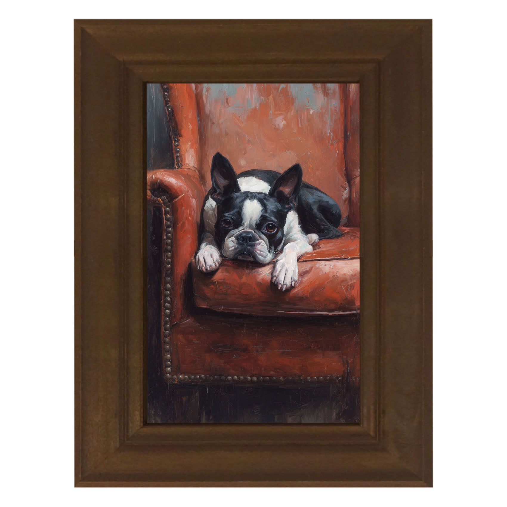 Armchair with Boston Terrier Dog