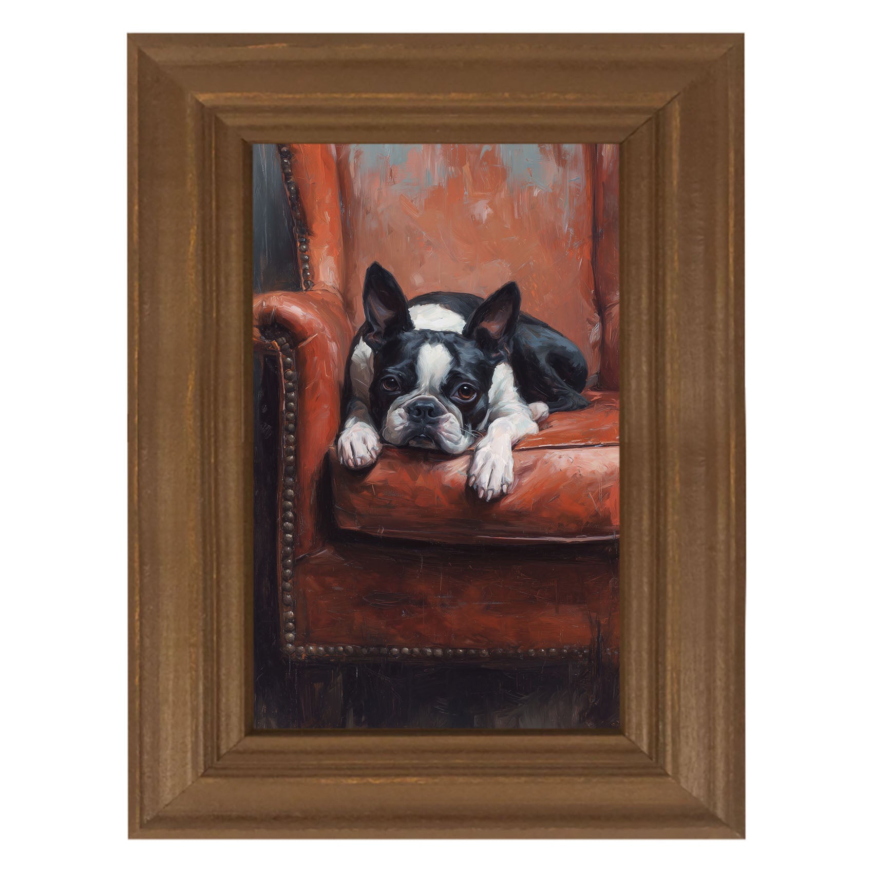 Armchair with Boston Terrier Dog