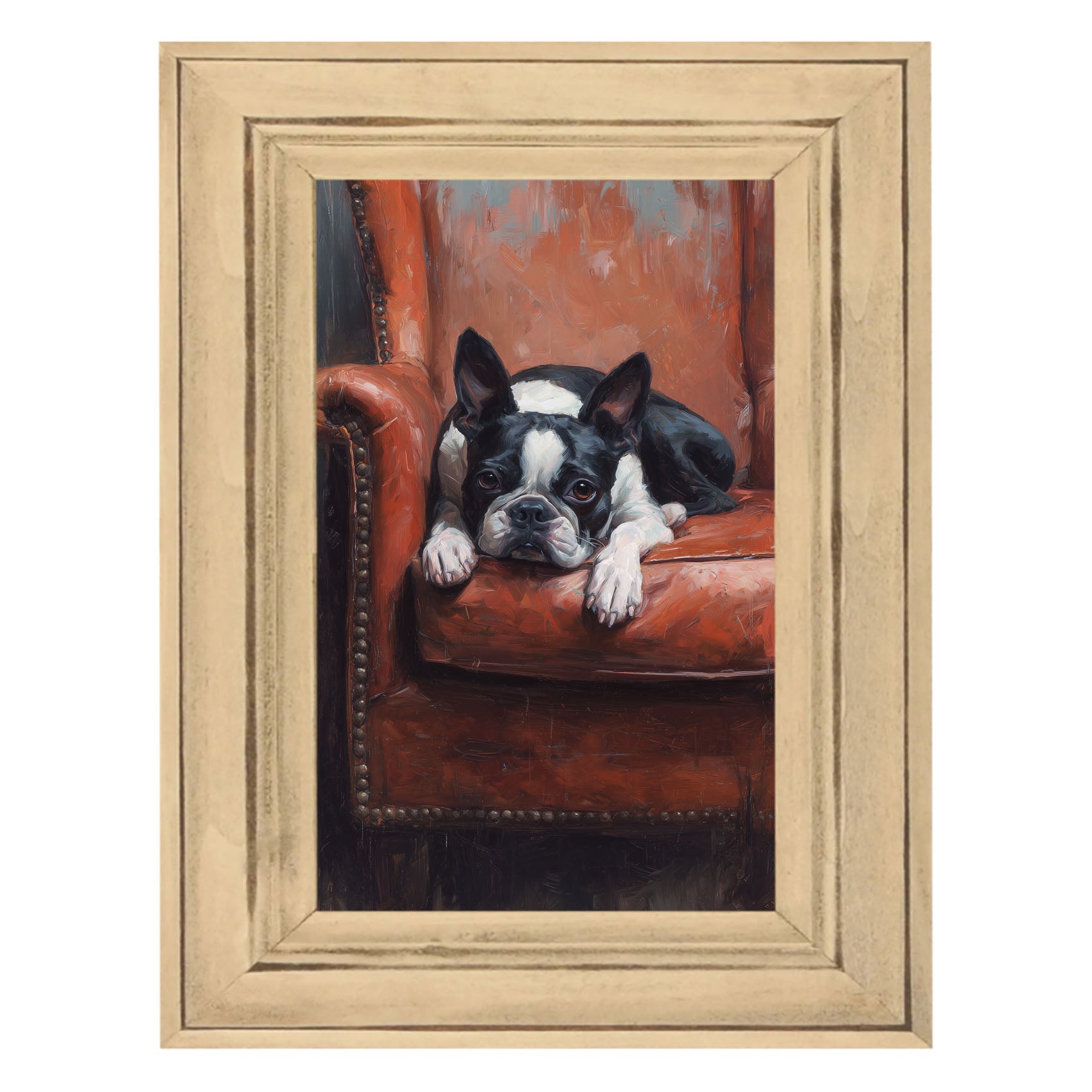 Armchair with Boston Terrier Dog