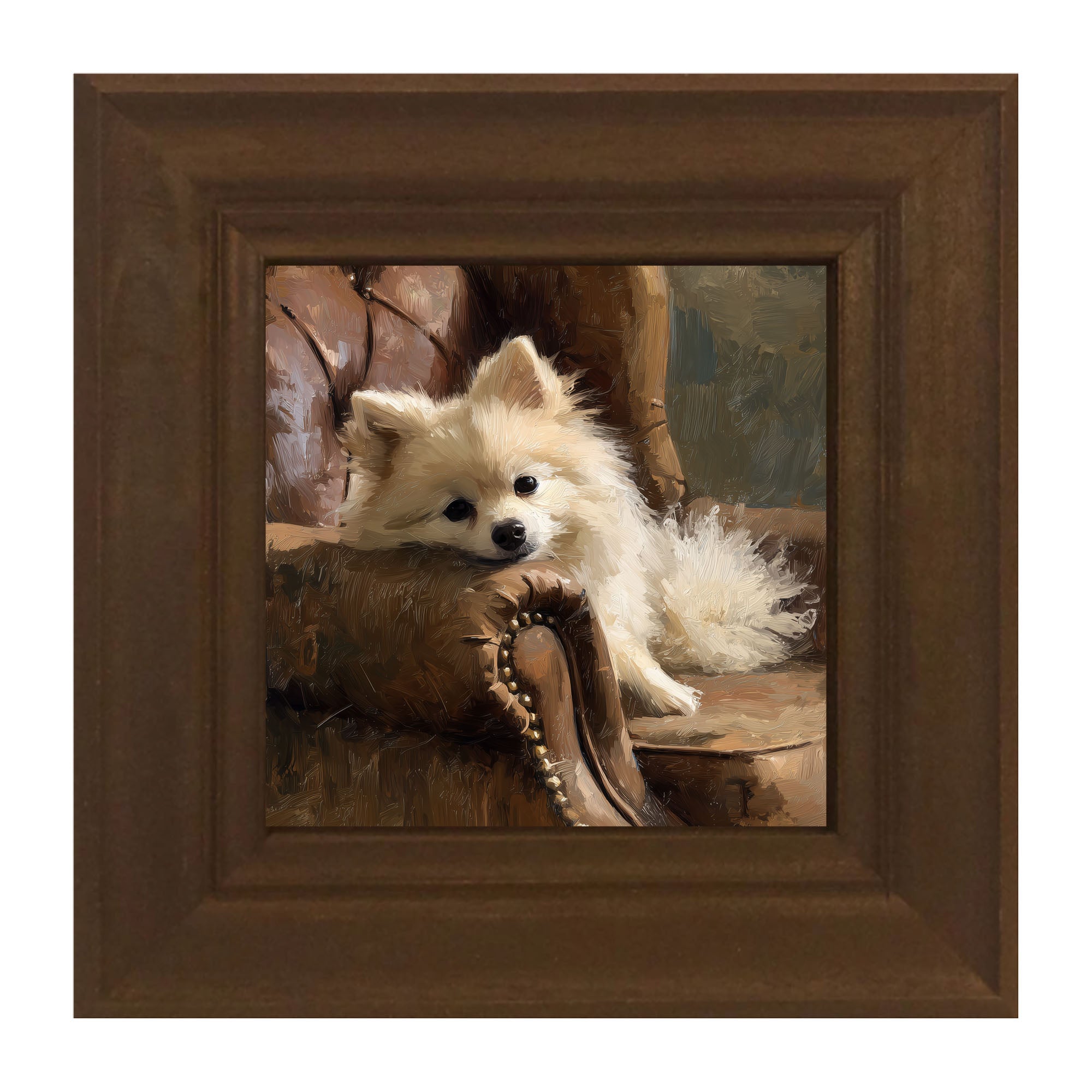 Armchair with Pomeranian Dog