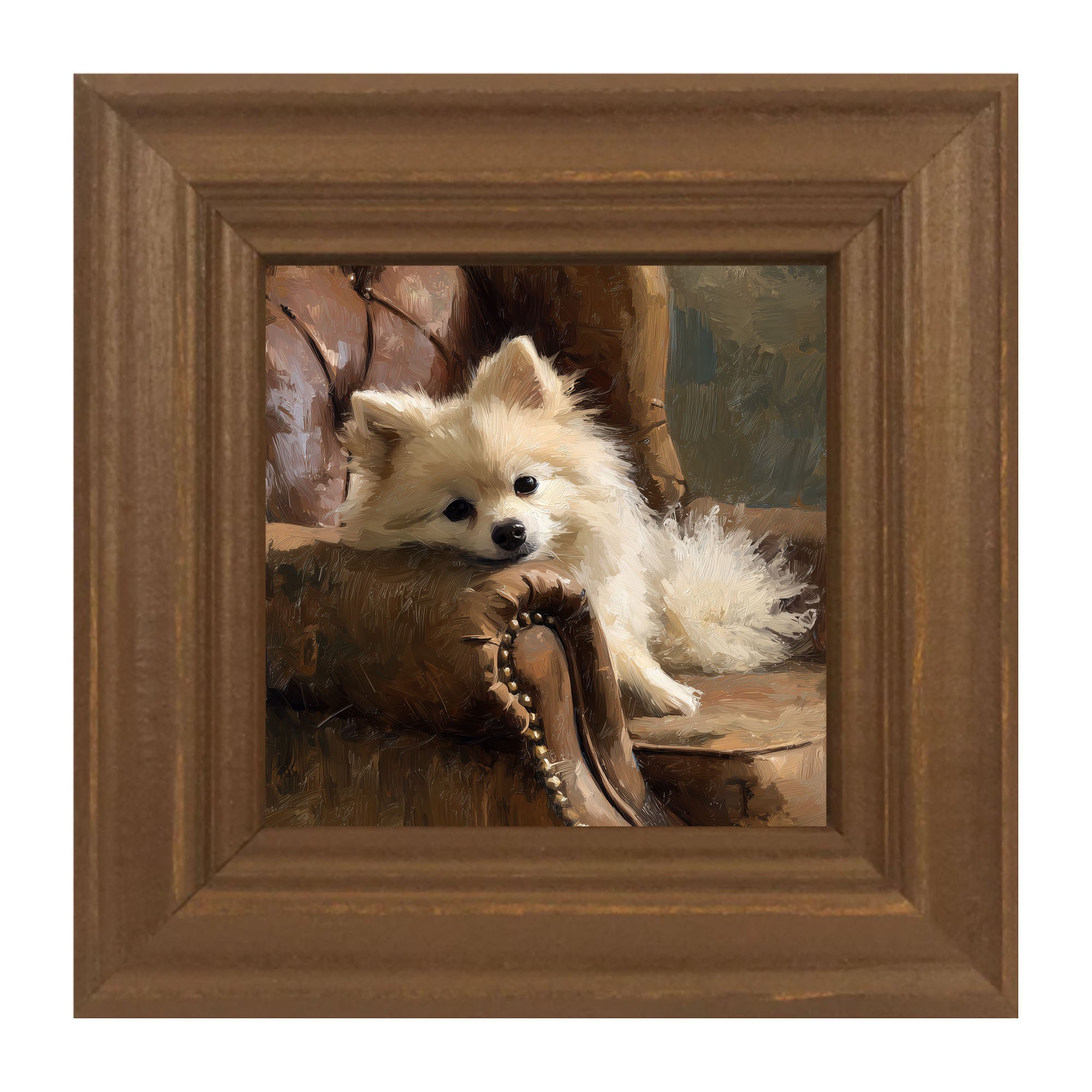 Armchair with Pomeranian Dog
