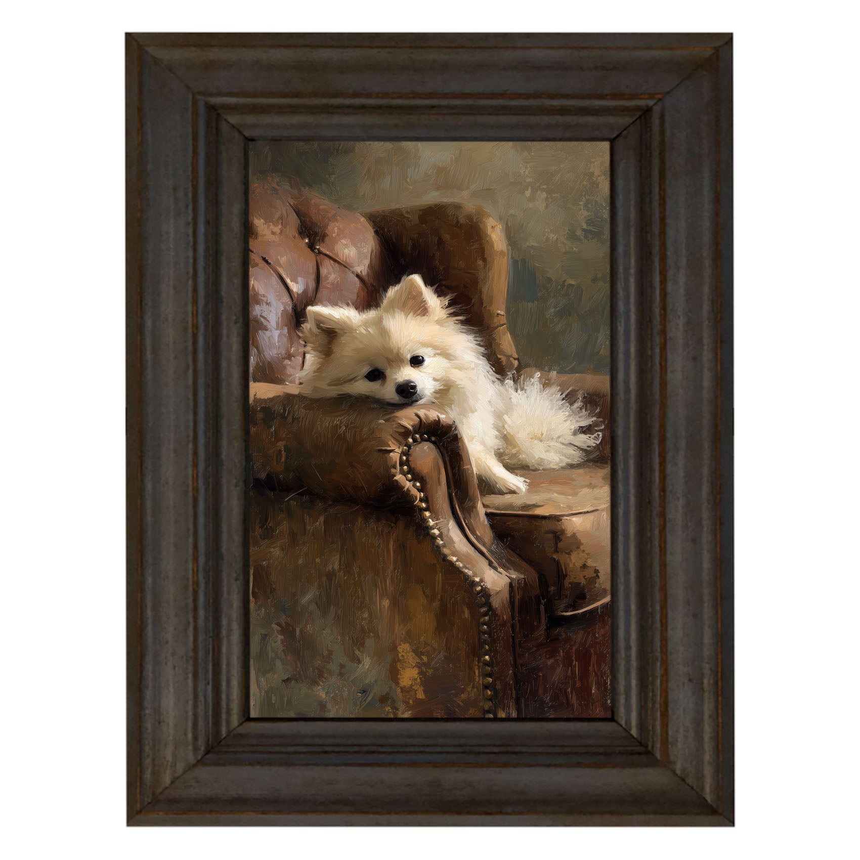 Armchair with Pomeranian Dog
