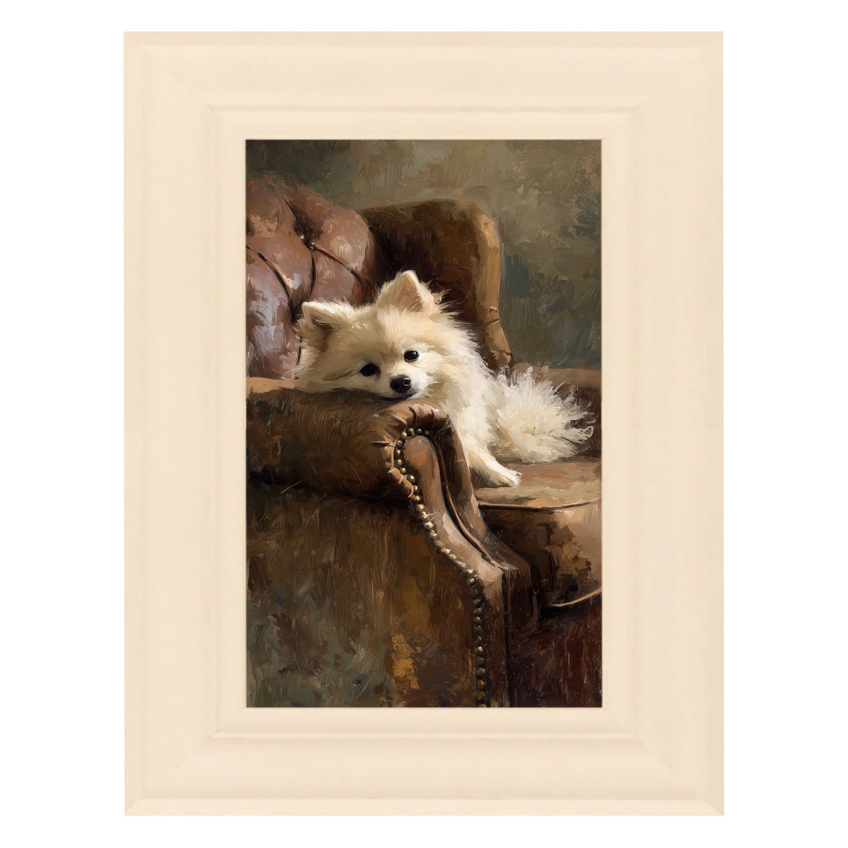 Armchair with Pomeranian Dog