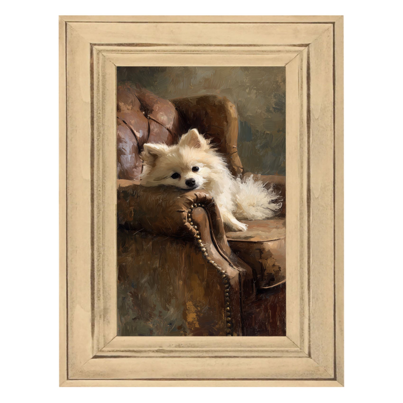 Armchair with Pomeranian Dog