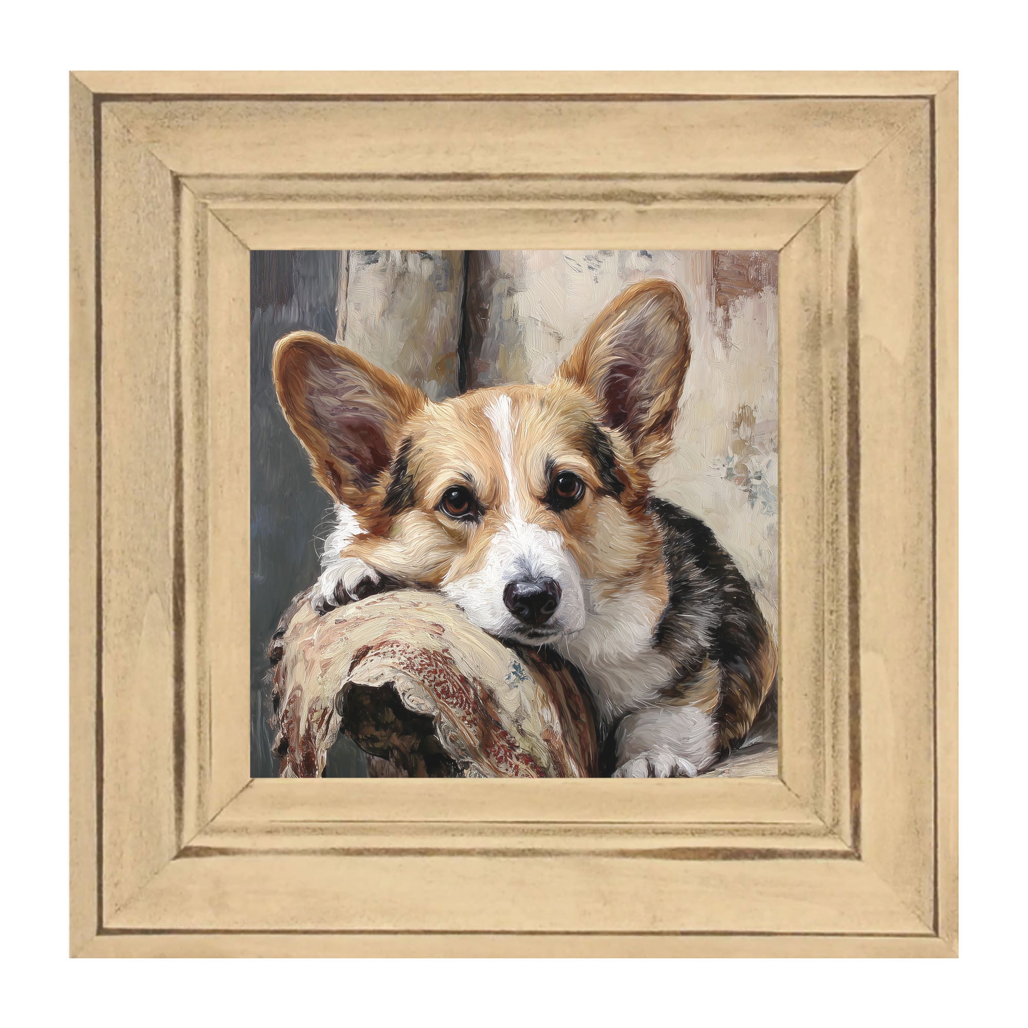 Armchair with Welsh Corgi Dog
