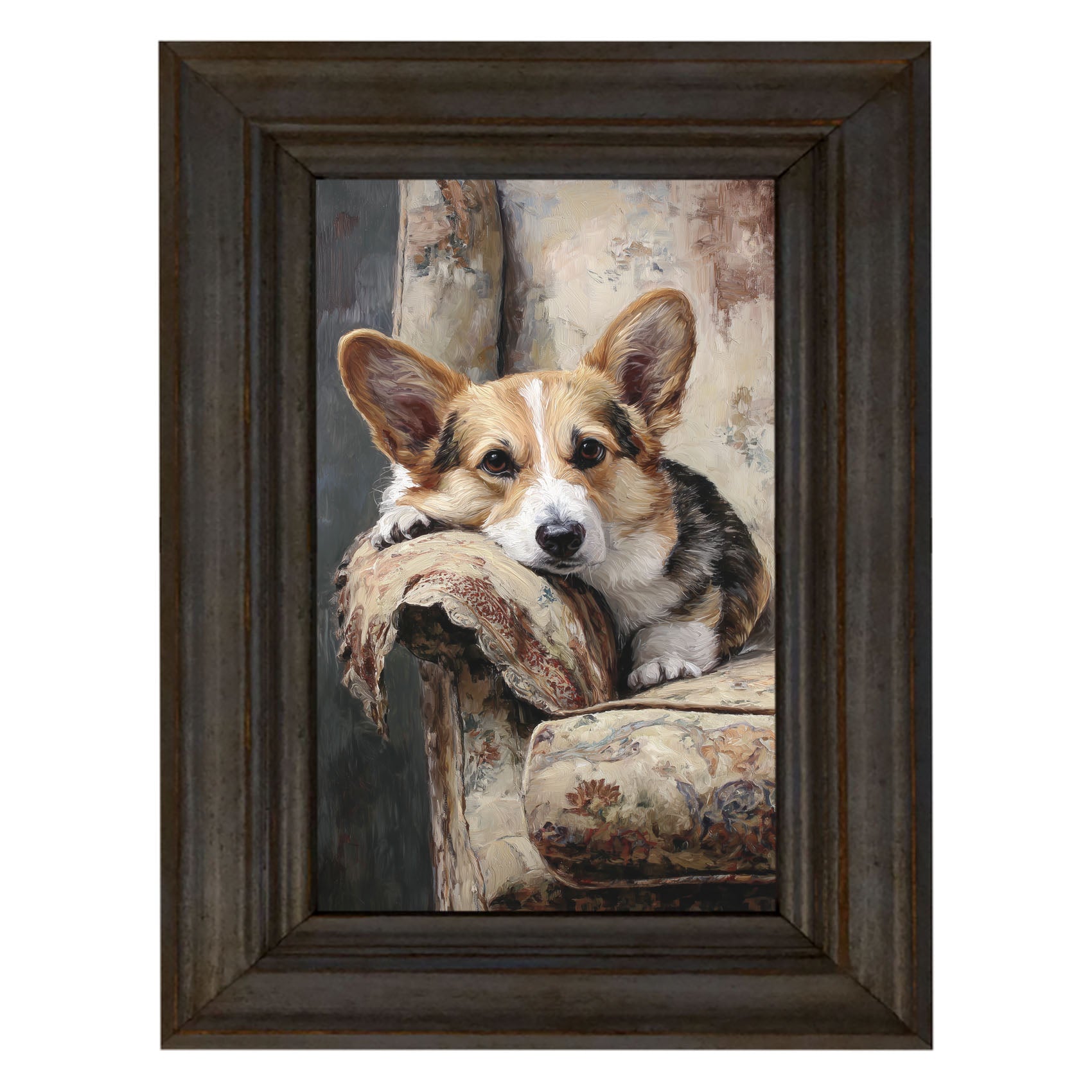 Armchair with Welsh Corgi Dog