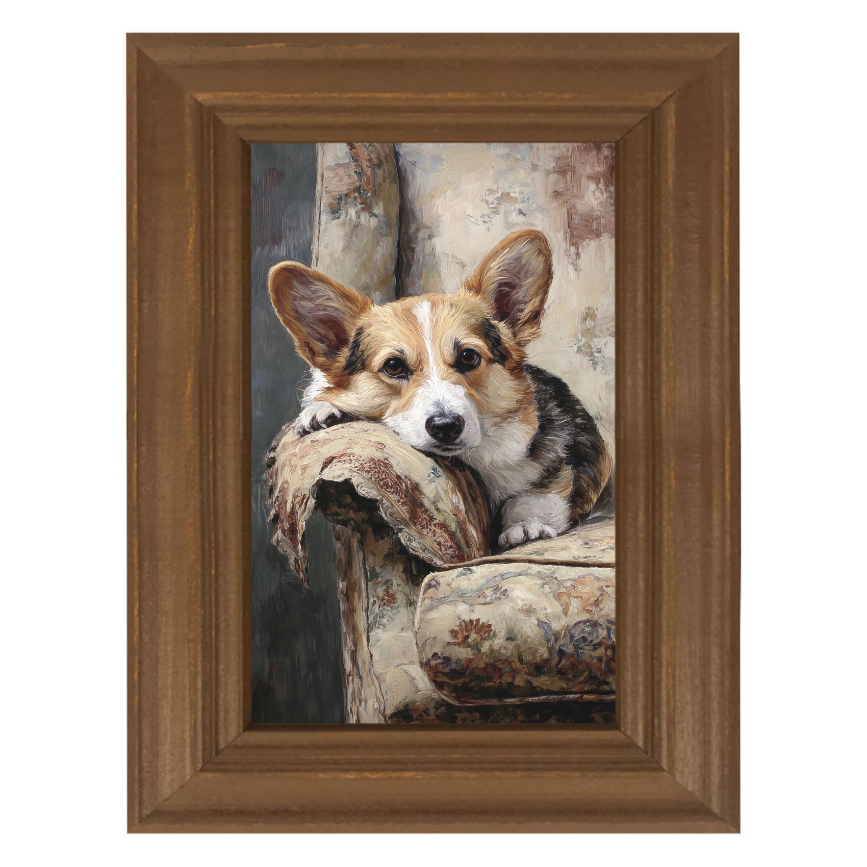 Armchair with Welsh Corgi Dog