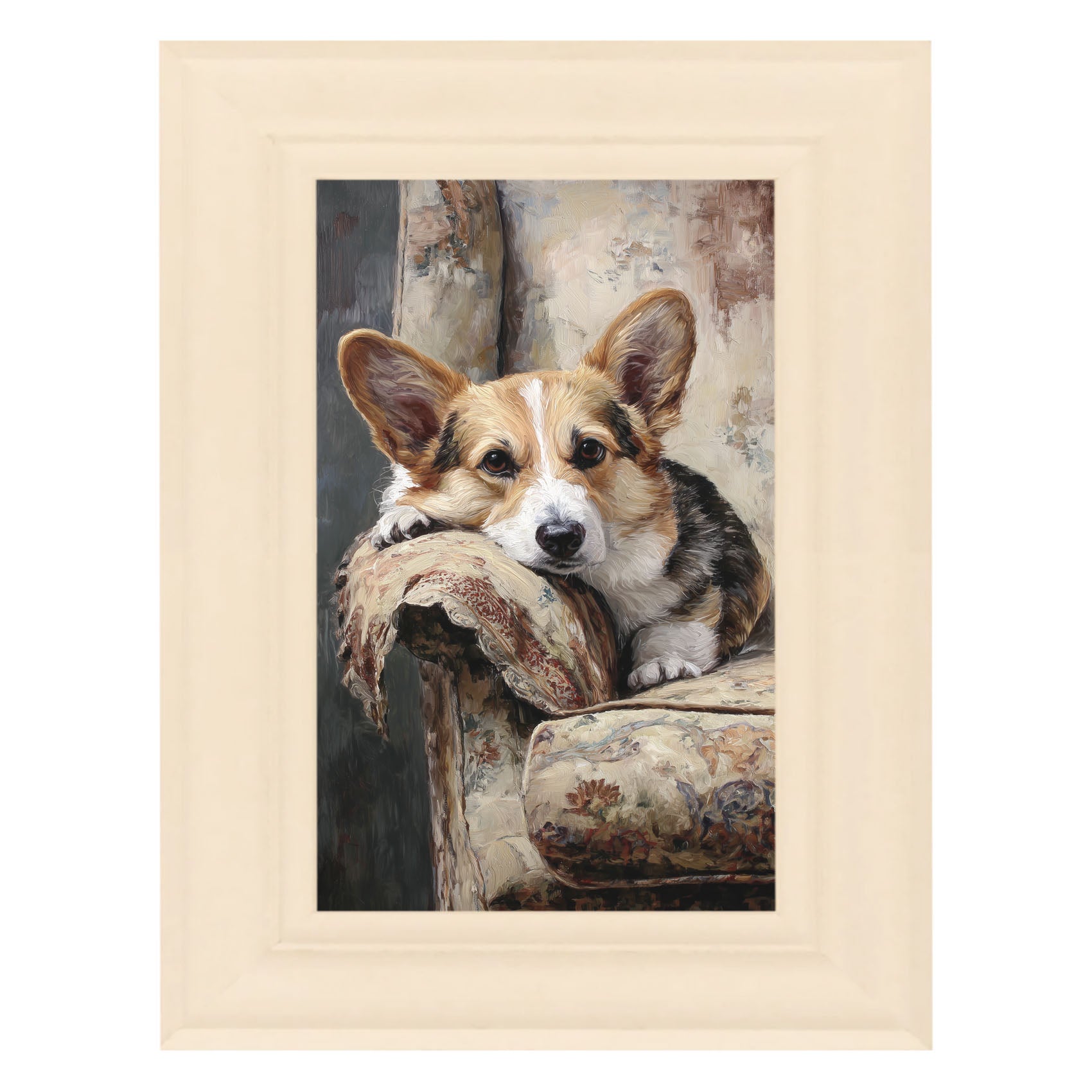 Armchair with Welsh Corgi Dog