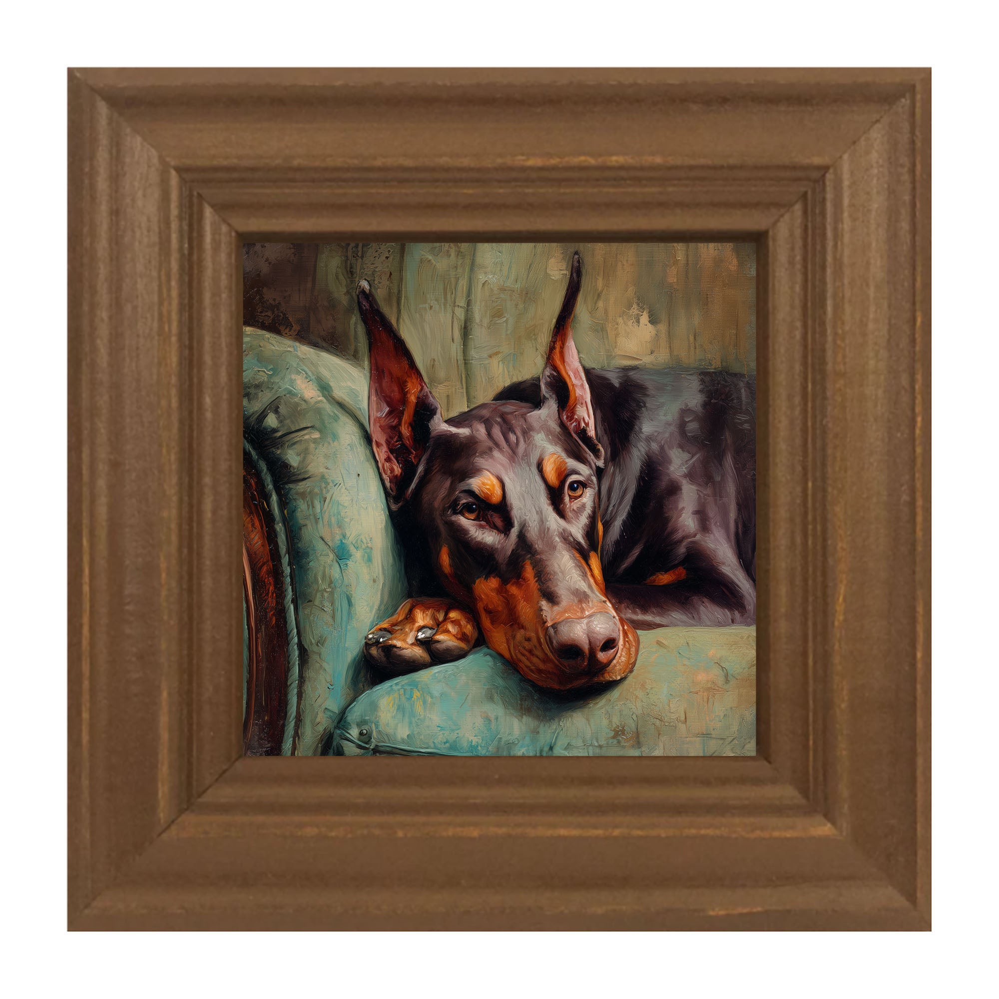 Armchair with Doberman Pinscher Dog