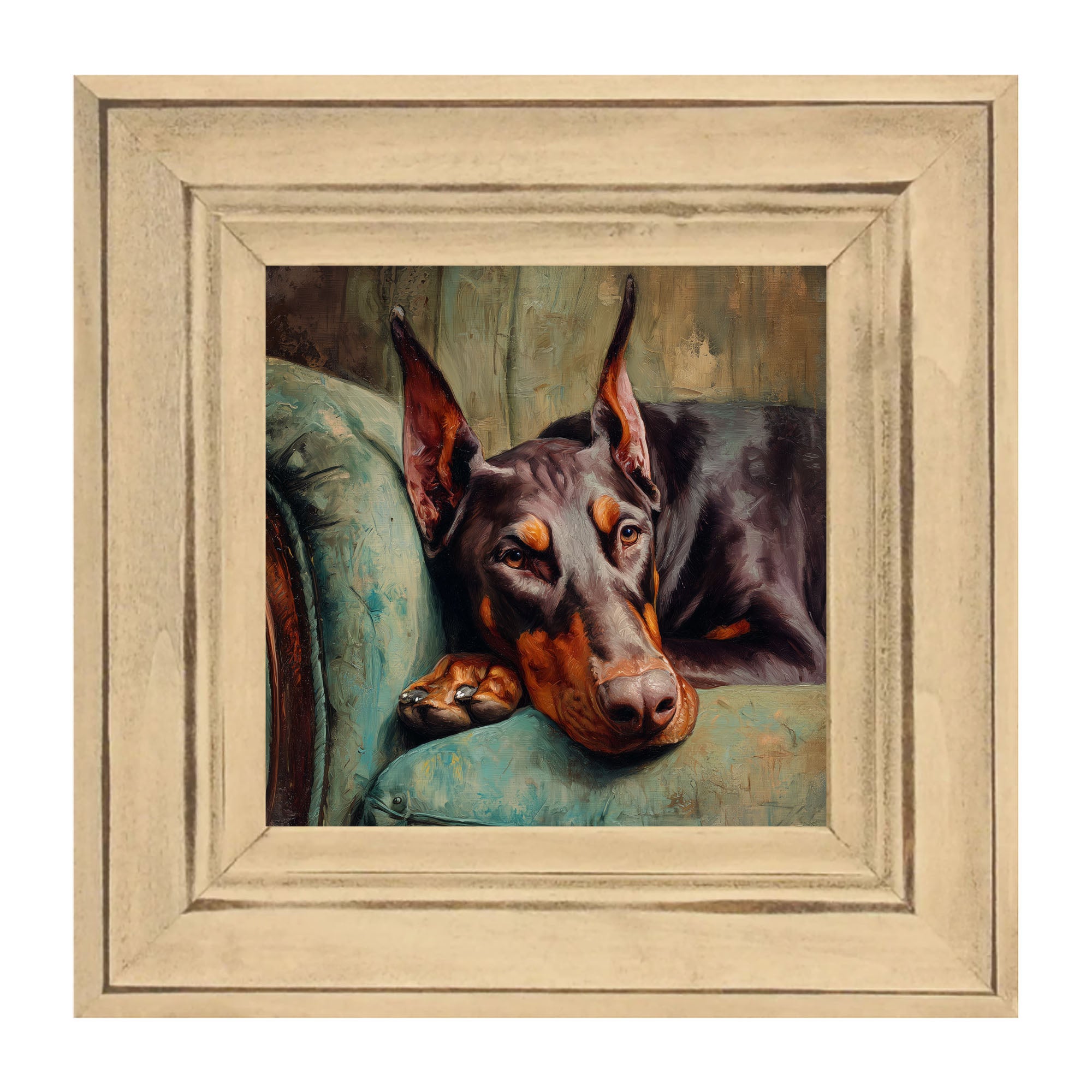 Armchair with Doberman Pinscher Dog
