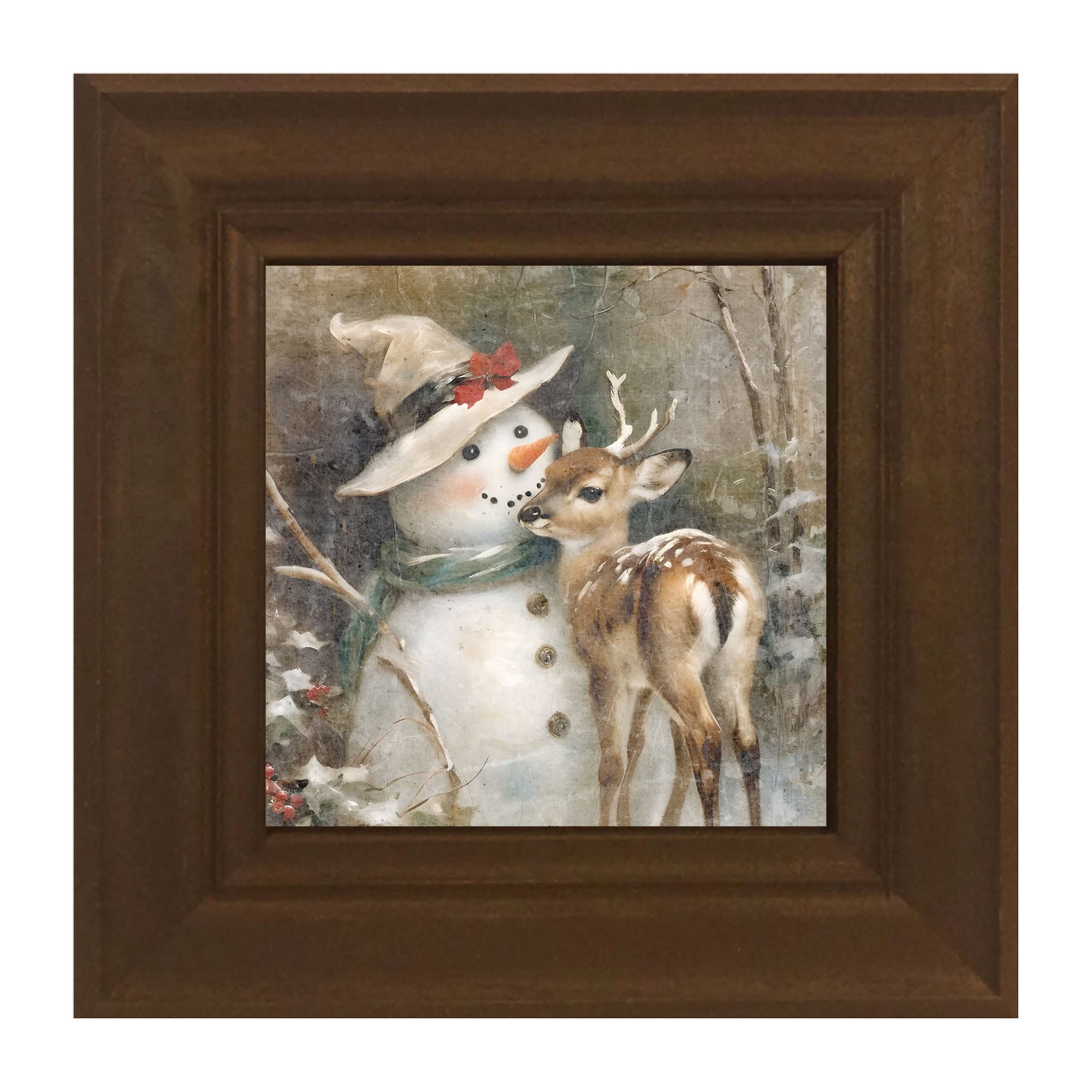 Snowman with deer