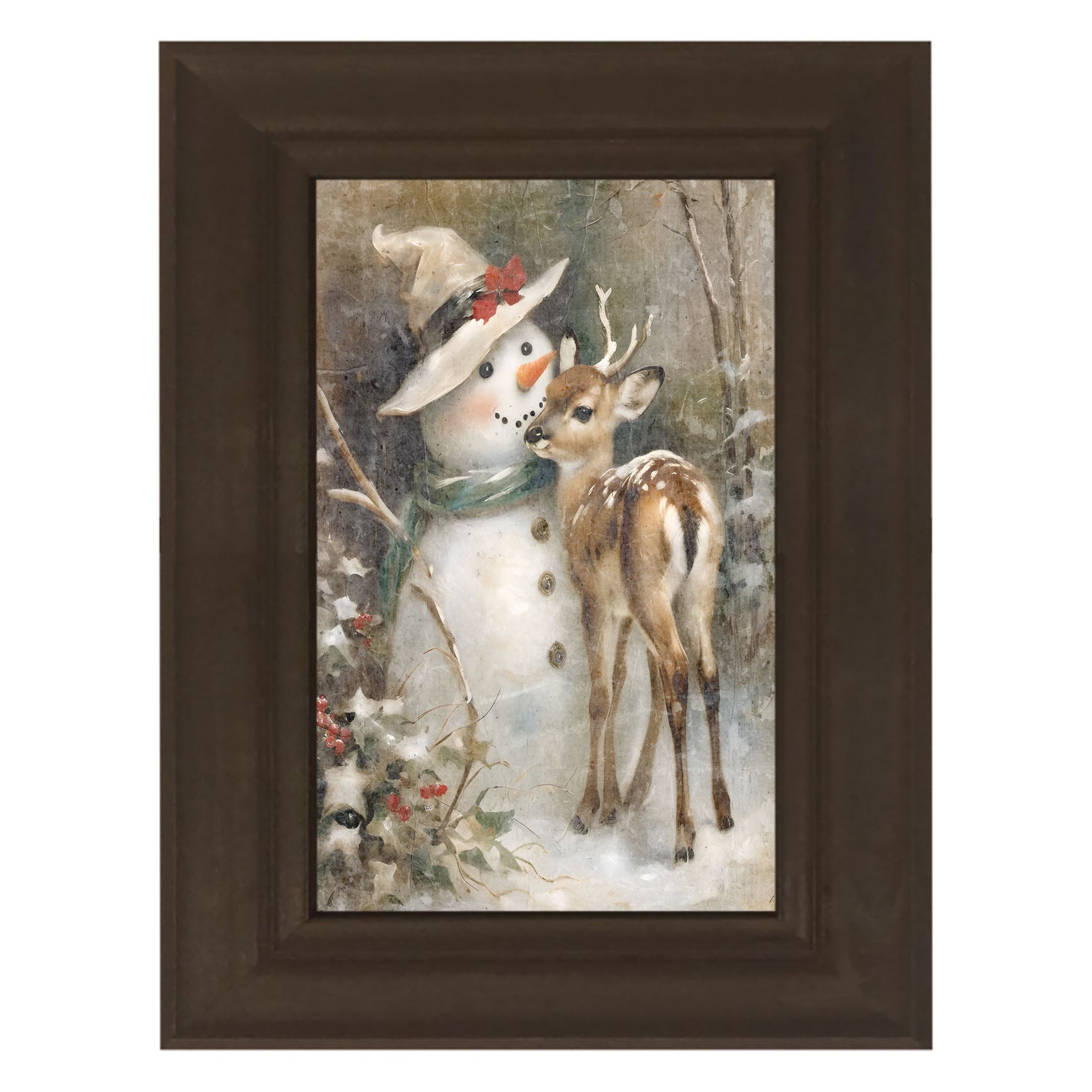 Snowman with deer