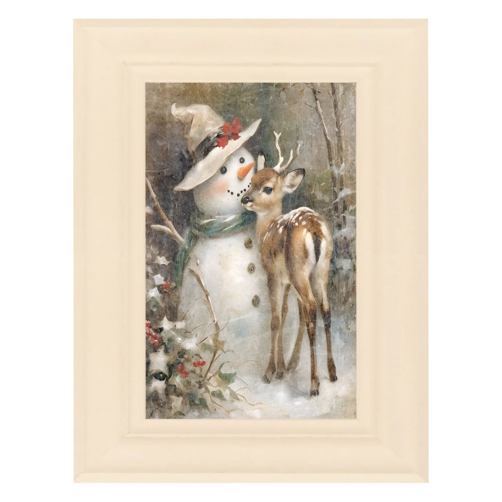 Snowman with deer