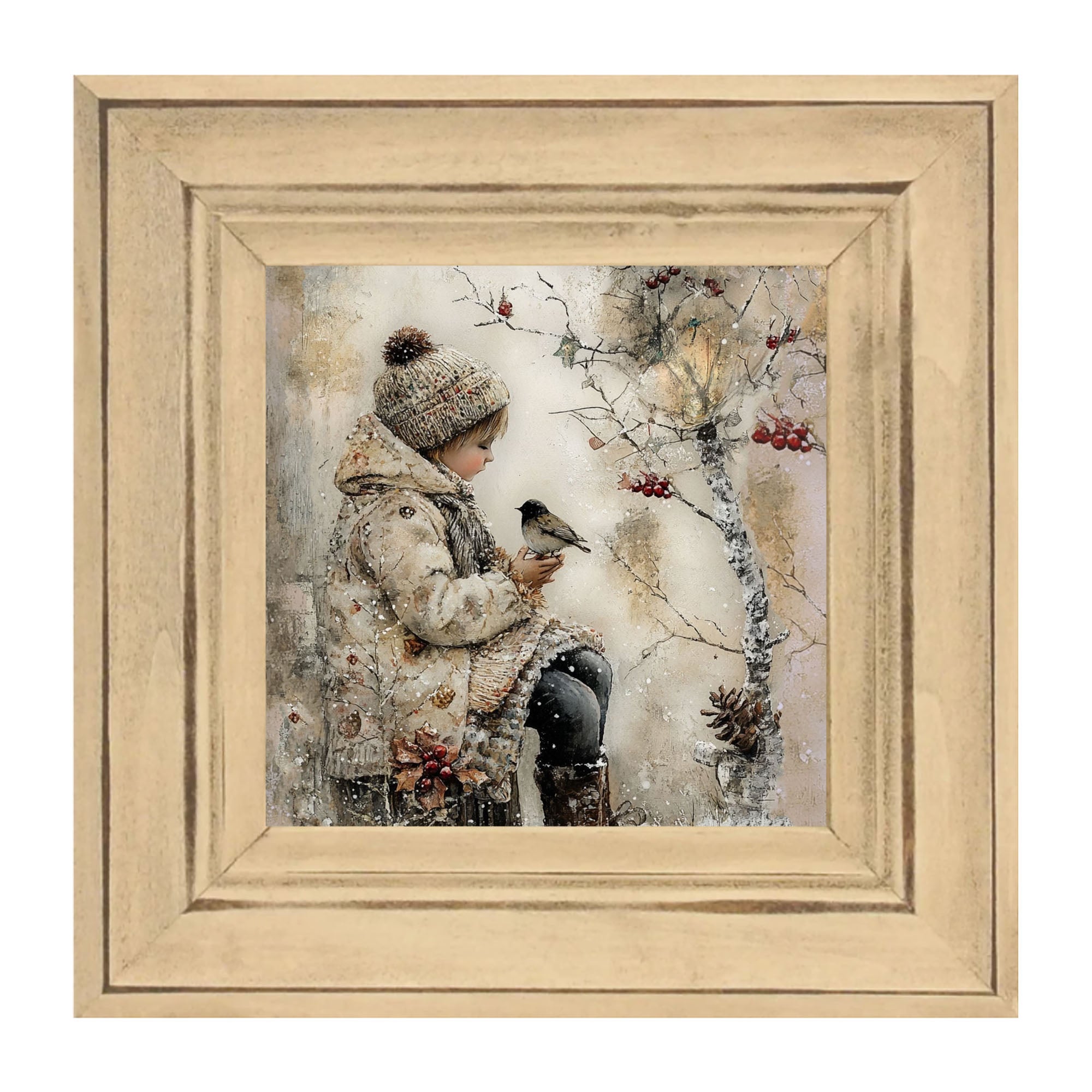 Winter Girl with bird