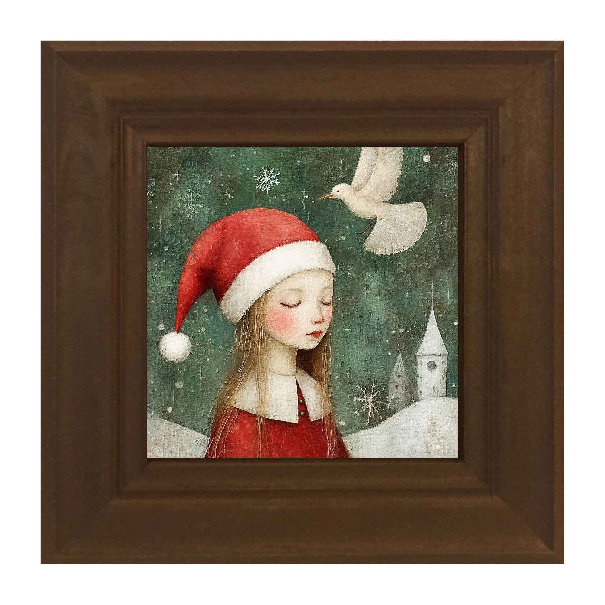Christmas girl with dove