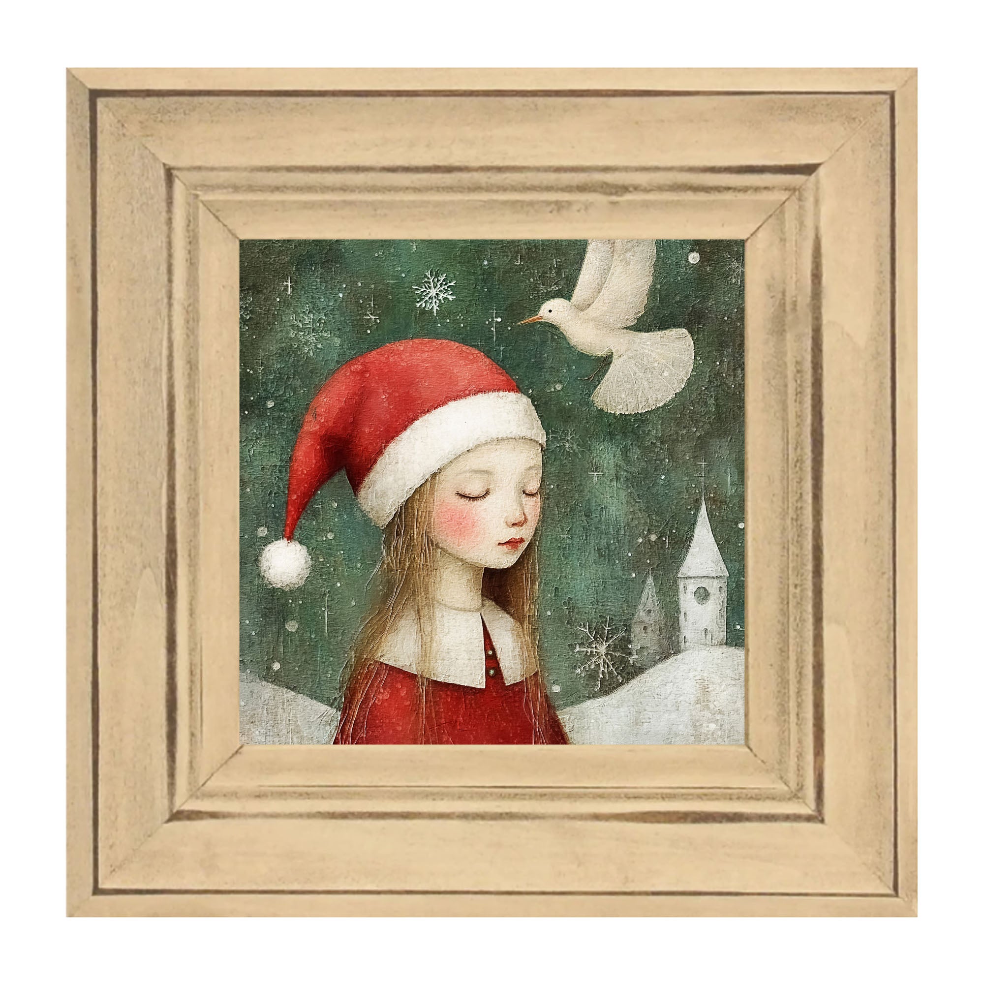 Christmas girl with dove
