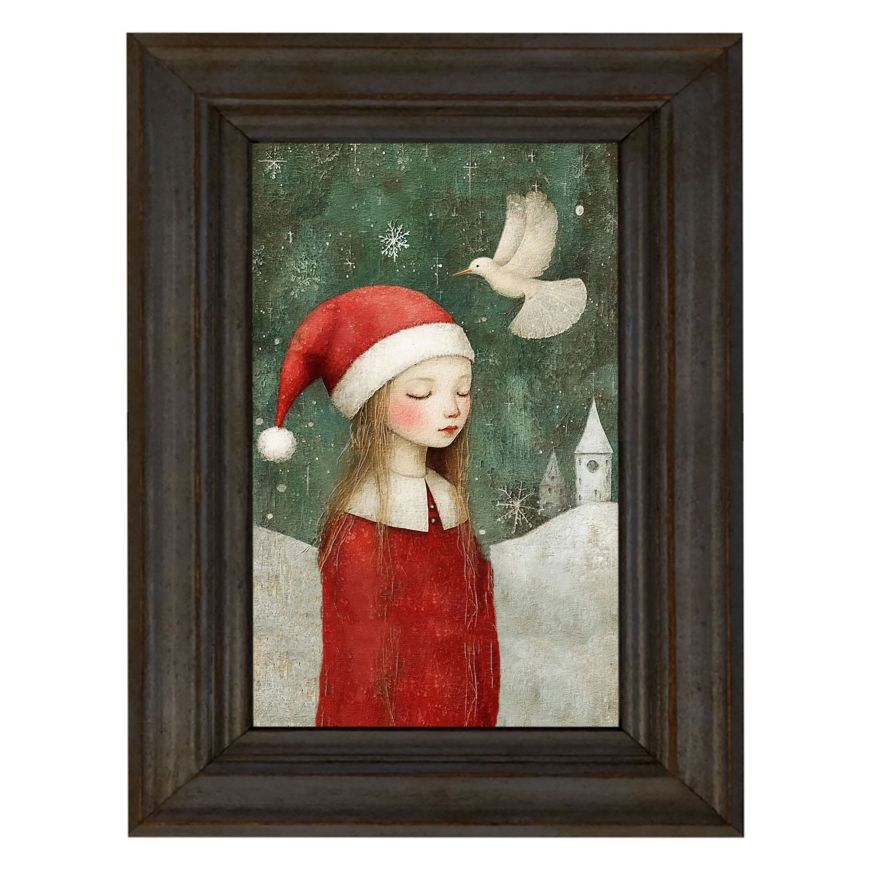 Christmas girl with dove