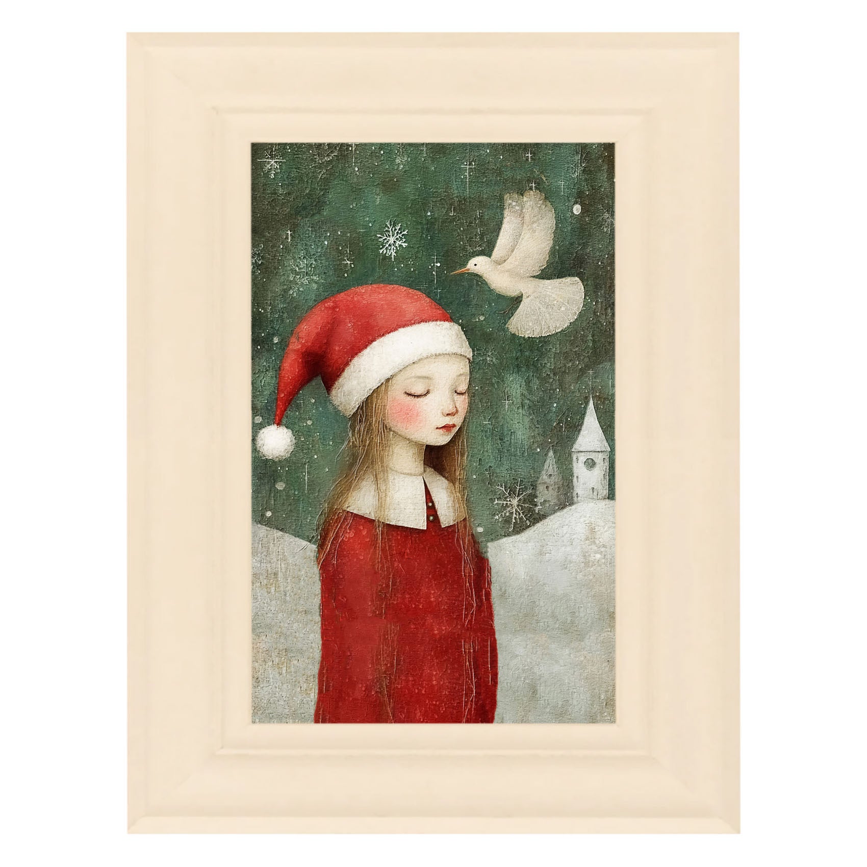 Christmas girl with dove